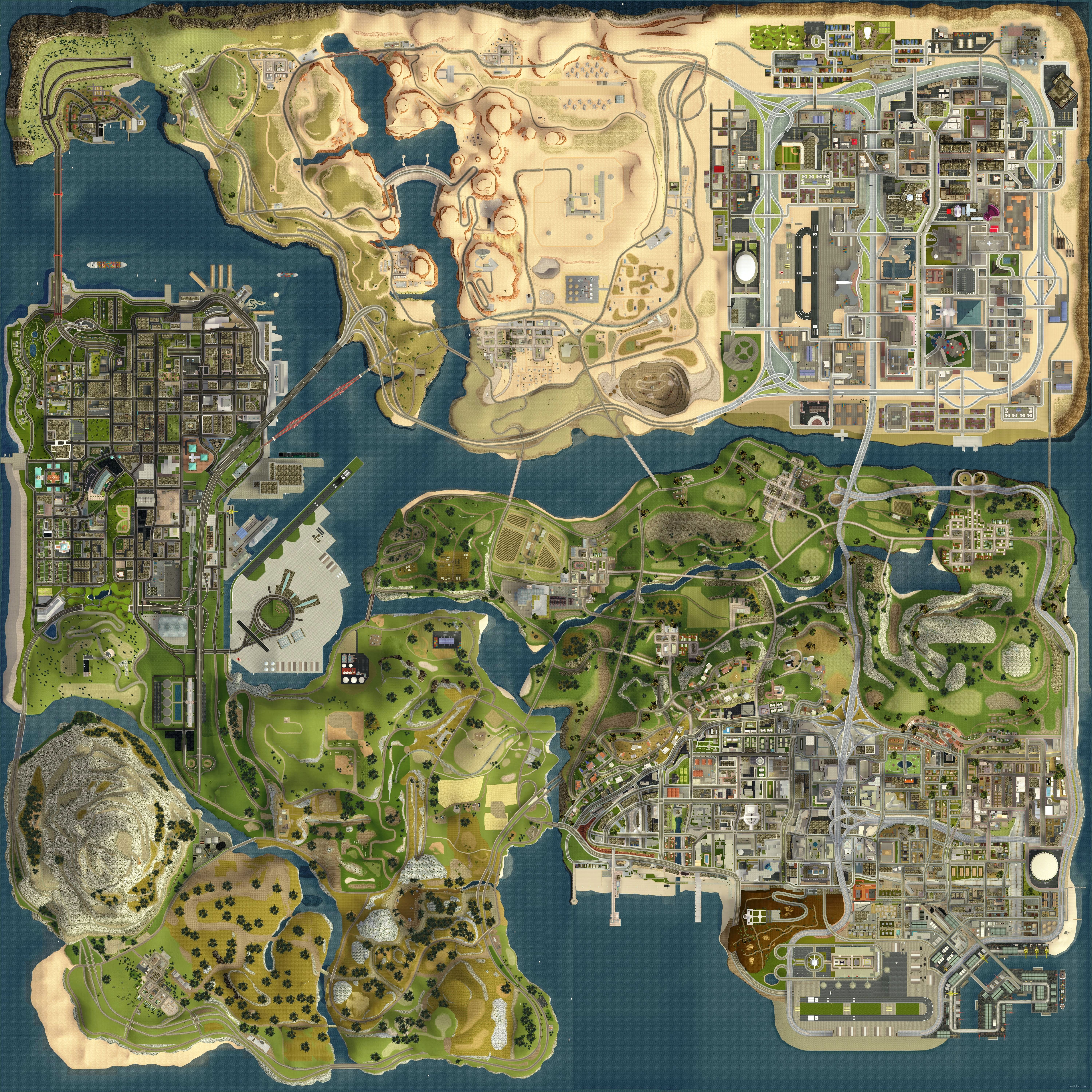 Map Grand Theft Auto San Andreas Video Games Grand Theft Auto 6000x6000