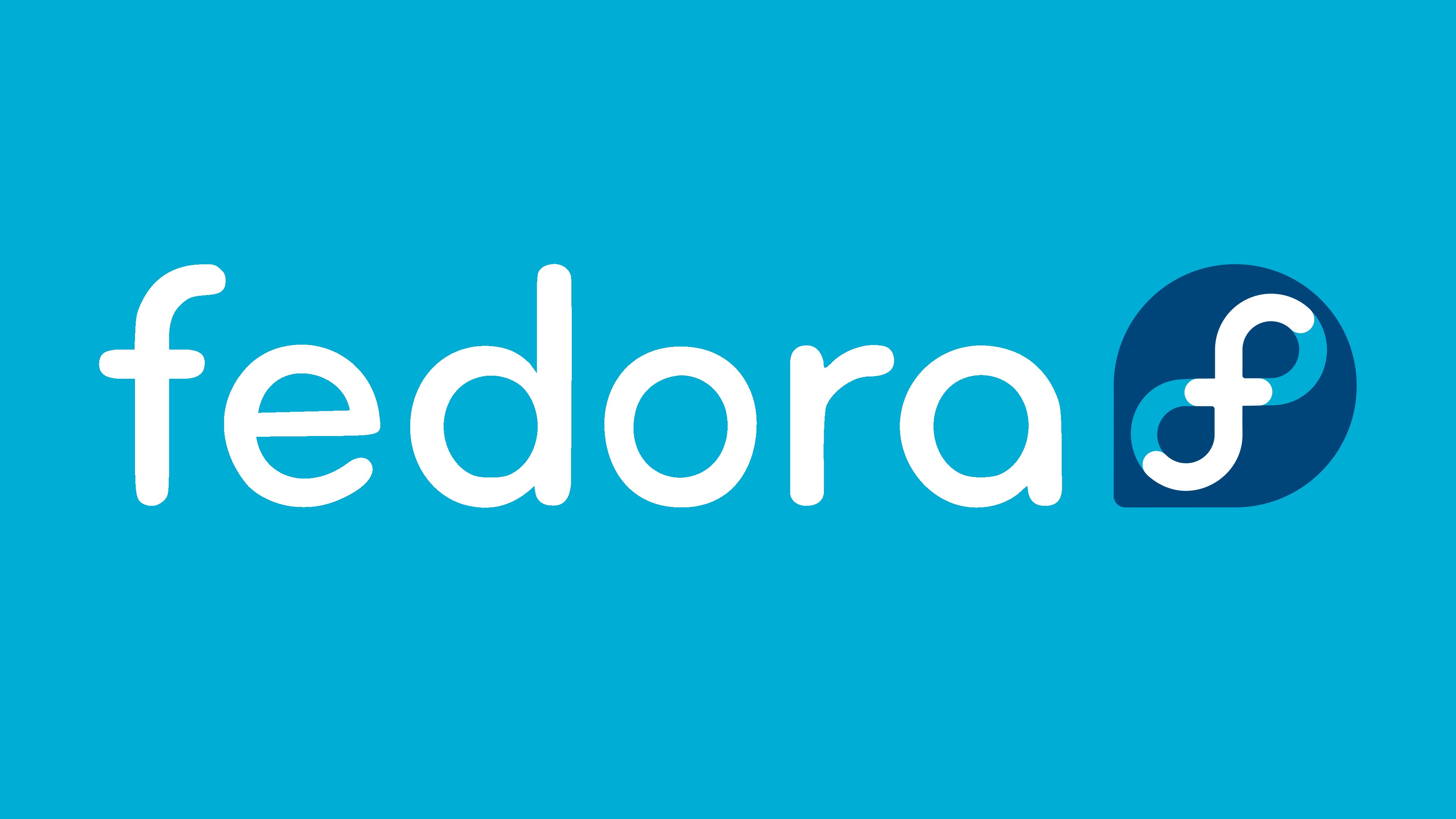 Fedora Linux Open Source Open Source Operating System Logo Red Hat Cyan Cyan Background 3840x2160