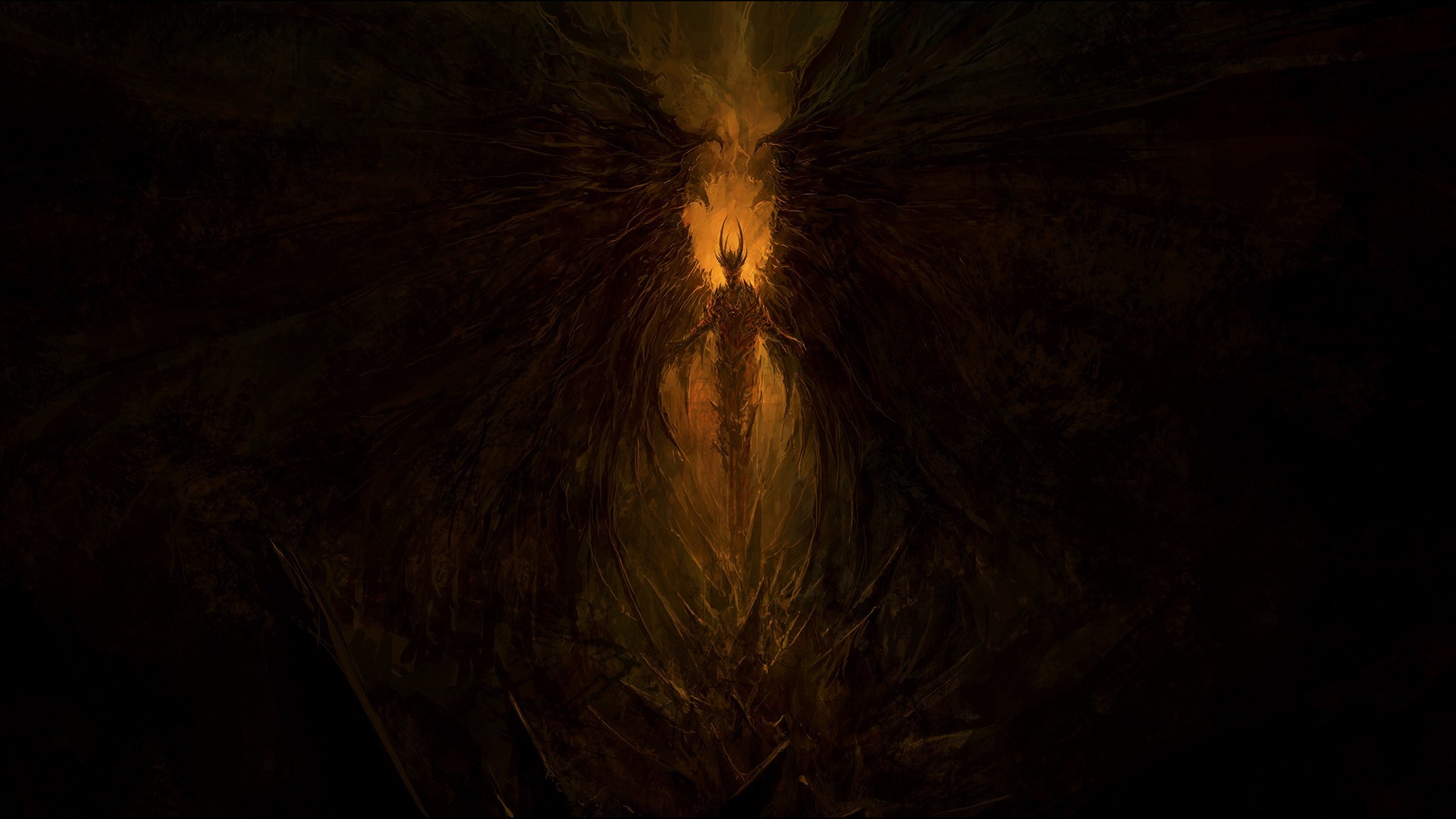 Demon Chris Cold Dark Dark Fantasy Fantasy Art Fantasy Art Brown Wings 1920x1080