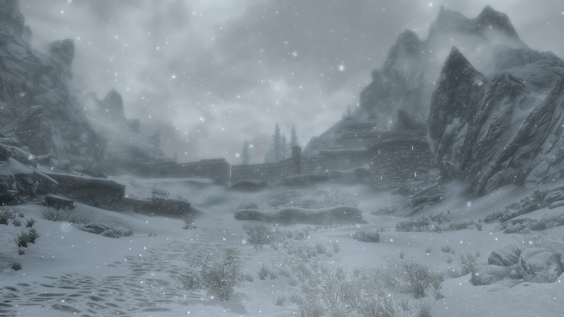 Fort Landscape Winter Snow Mountains The Elder Scrolls V Skyrim 1920x1080