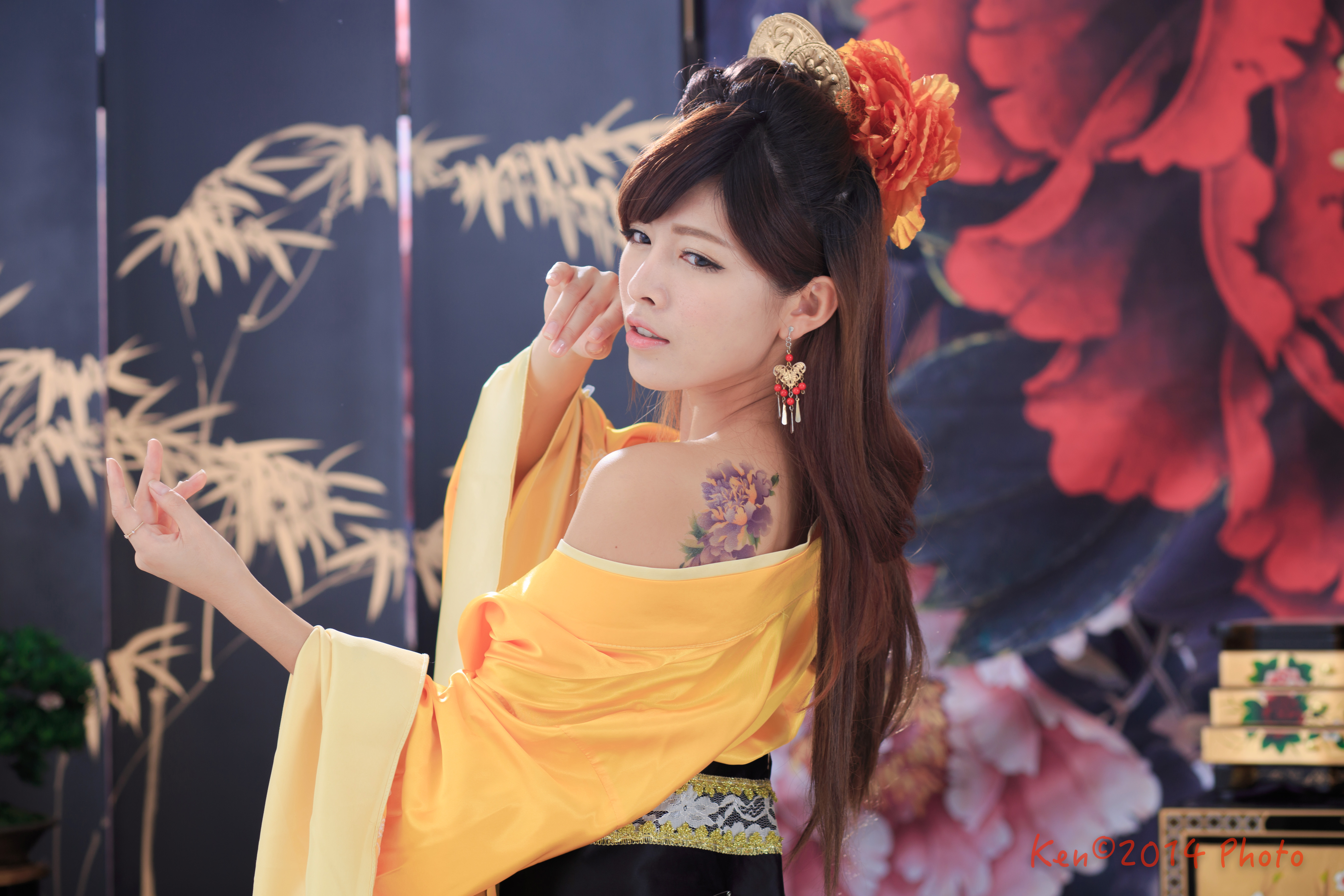 Liao K Ndi Asian Taiwanese Traditional Costume Hair Dress Earrings Tattoo 5472x3648