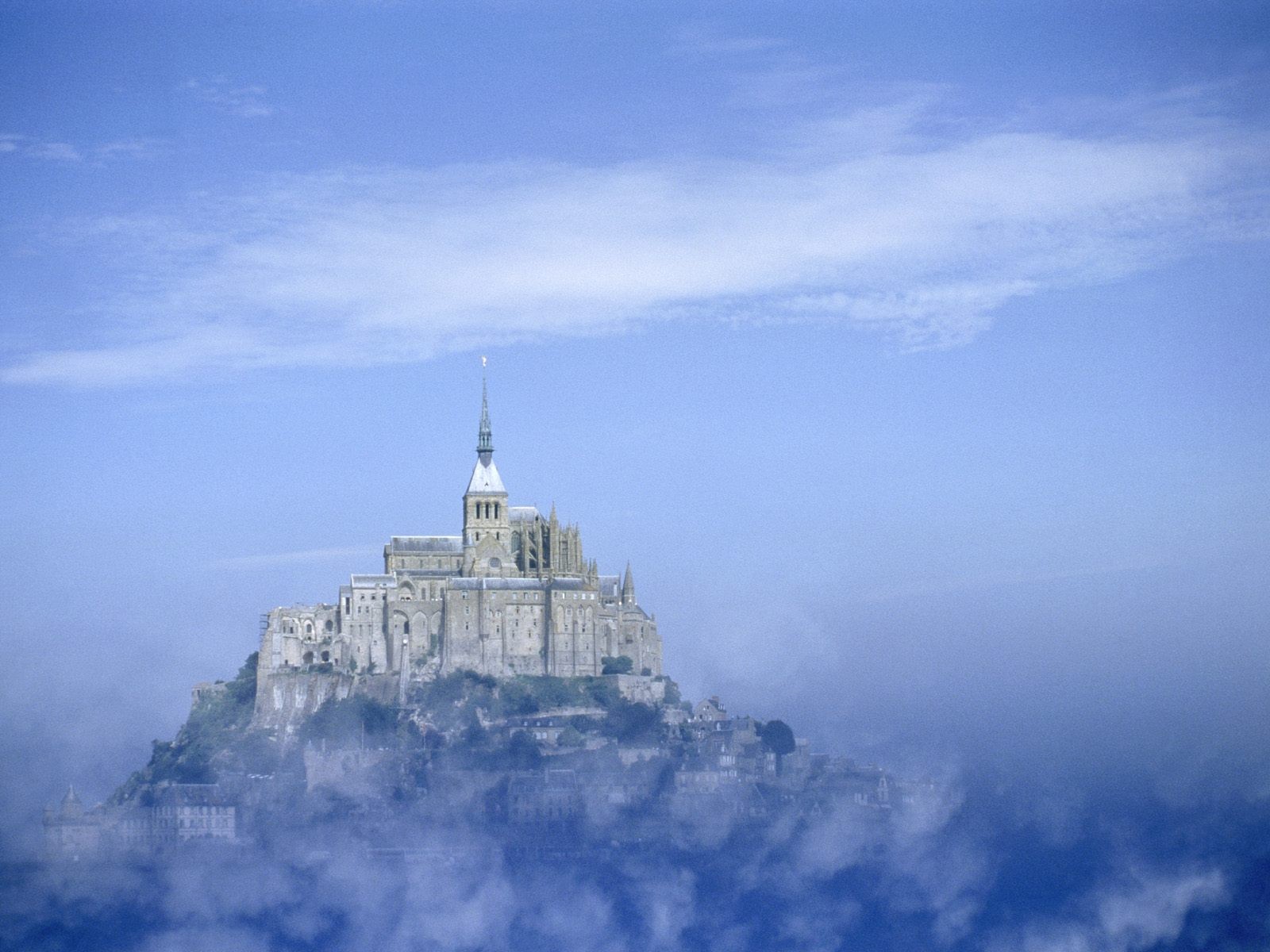 Mont Saint Michel Castle Abbey Island Mist 1600x1200