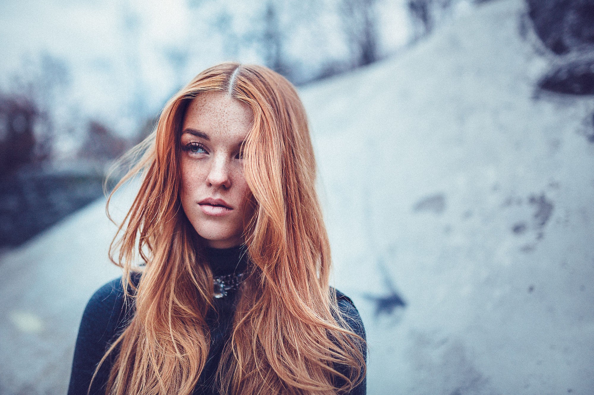 Women Model Lennart Bader Redhead Looking Away Freckles 2000x1333