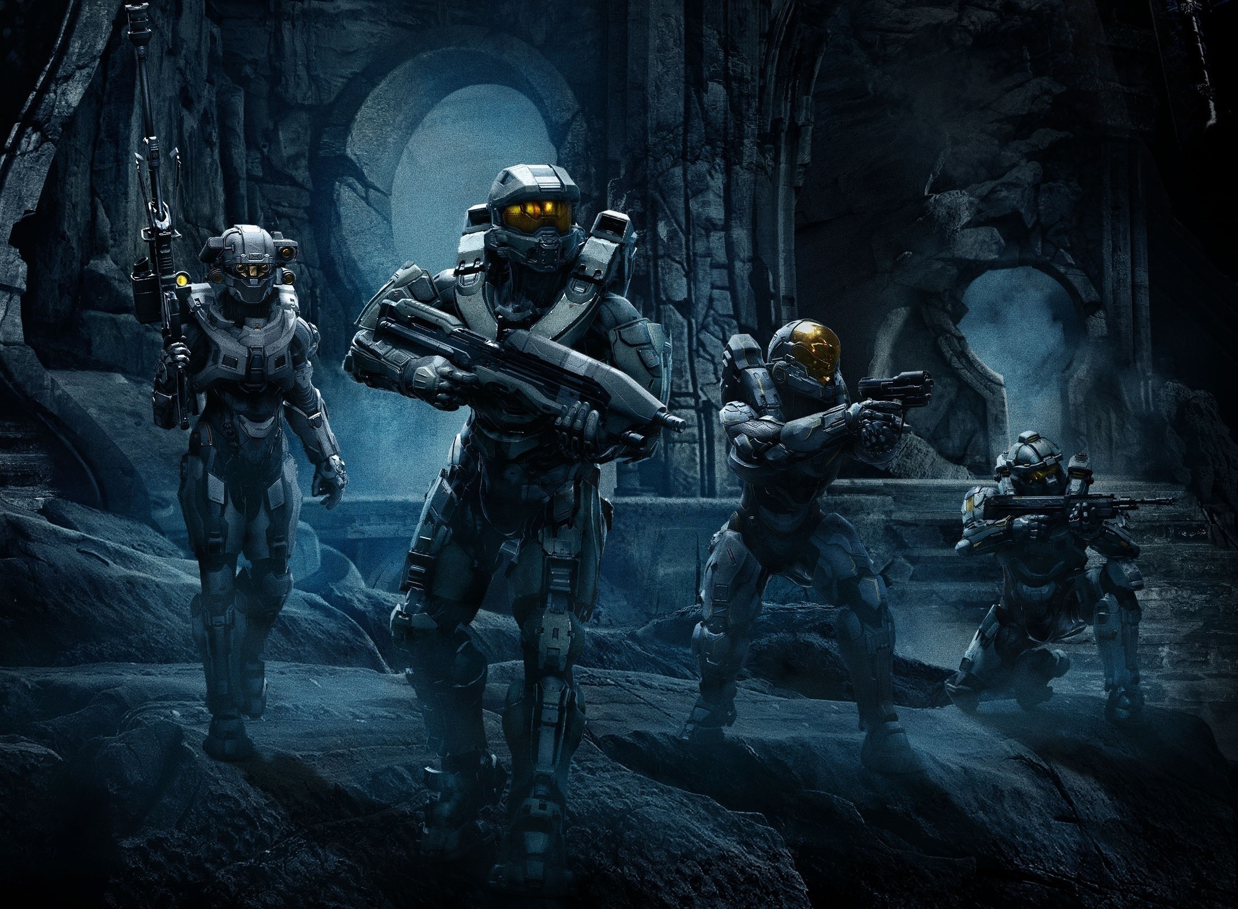 Halo 5 Halo Shooter Video Games Master Chief Blue Team Kelly 087 Fred 104 Linda 058 Spartans Halo 2420x1778