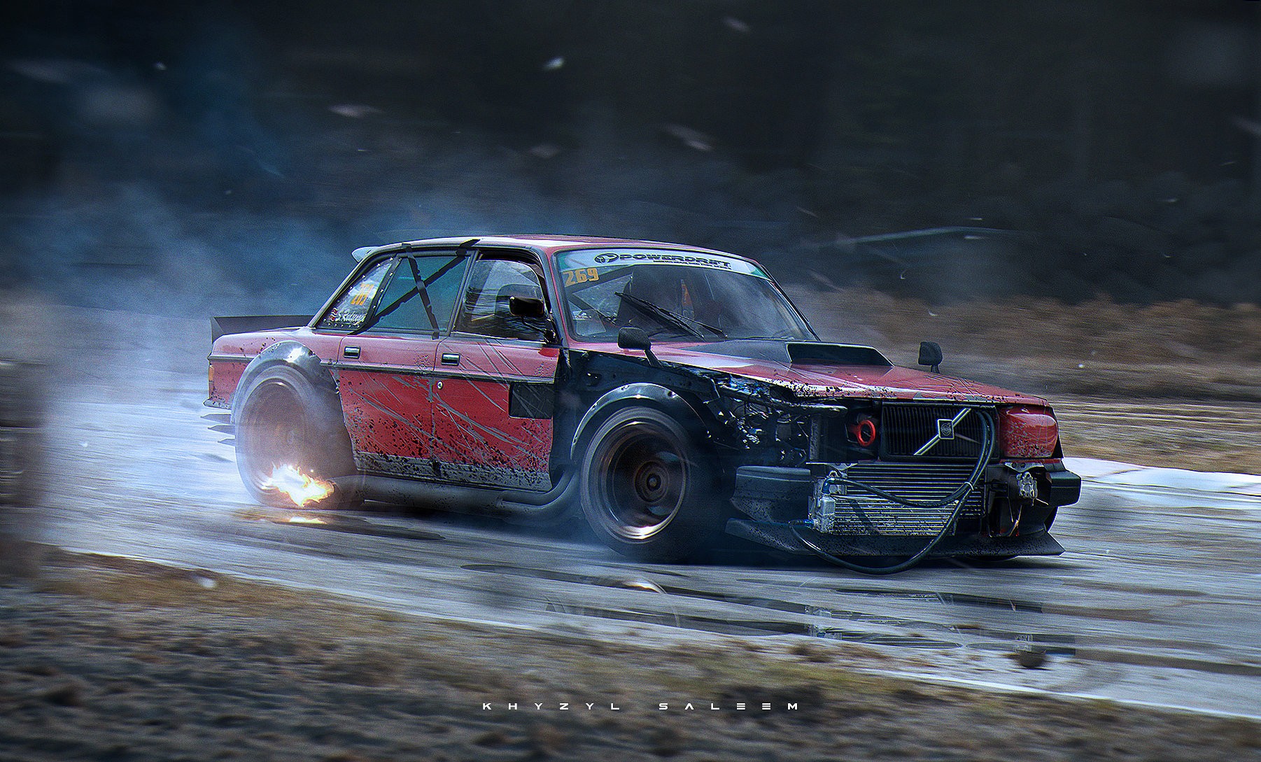 Car Volvo 240 Volvo Drift Artwork Render 1802x1089