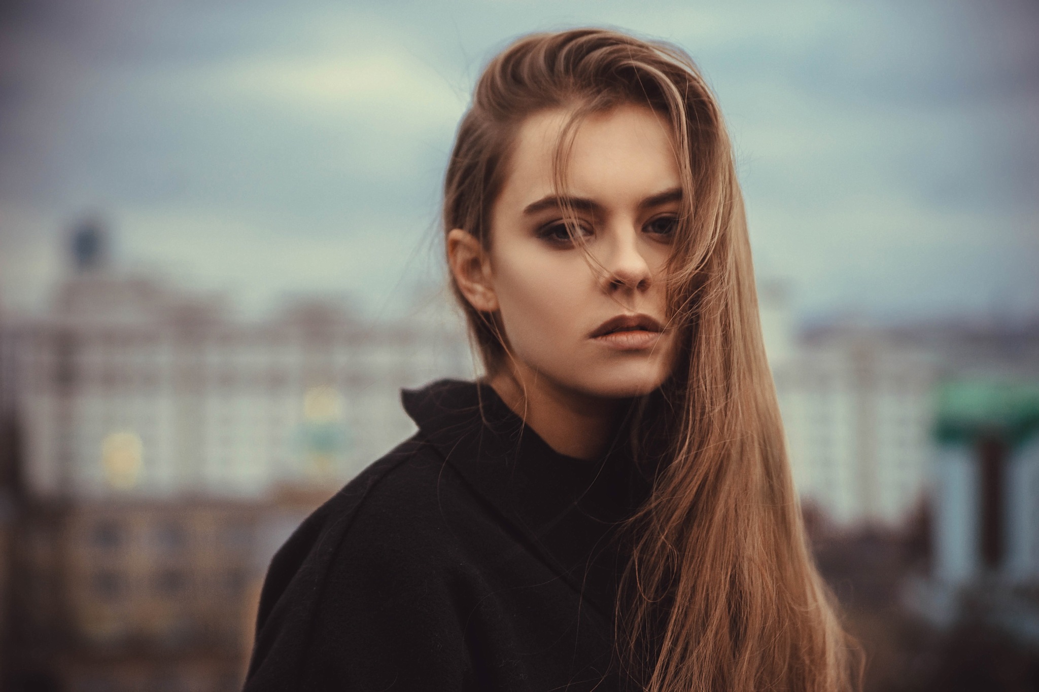 Women Daria Klepikova Brunette Brown Eyes Black Shirt Looking At Viewer Portrait 2048x1365