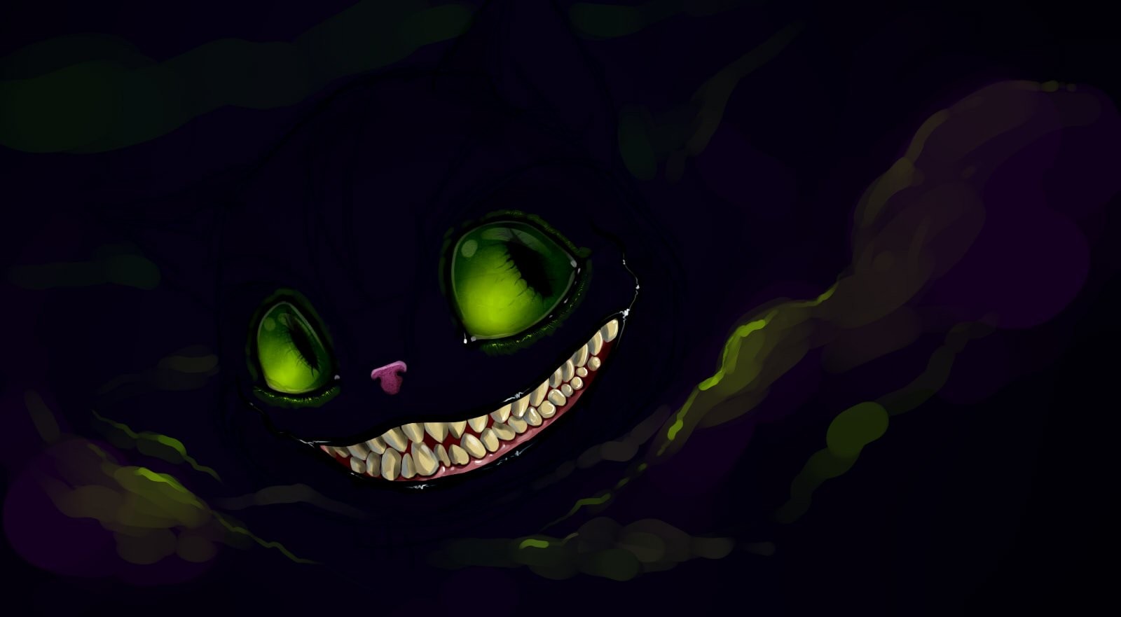 Cheshire Cat Black Smiling 1600x881