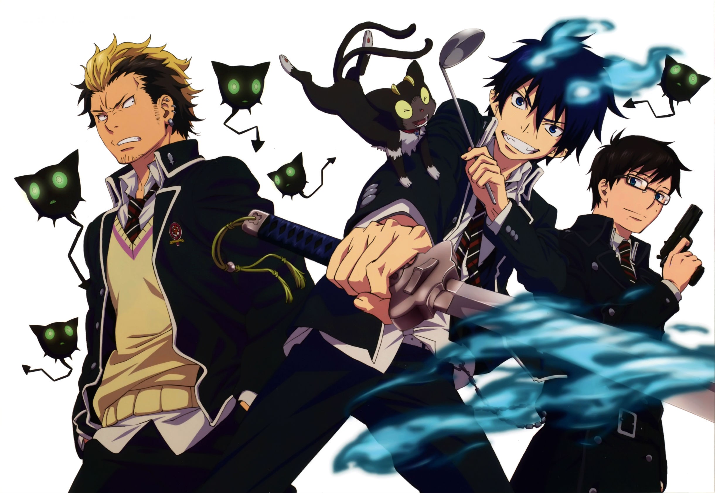 Blue Exorcist Okumura Rin Anime Blue Exorcist Blue Exorcist Demon Okumura Rin Okumura Yukio Suguro R 2440x1684