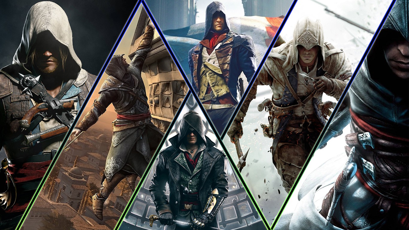 Assassins Creed Video Games Ezio Auditore Da Firenze Arno Dorian Altair Ibn LaAhad Connor 1366x768