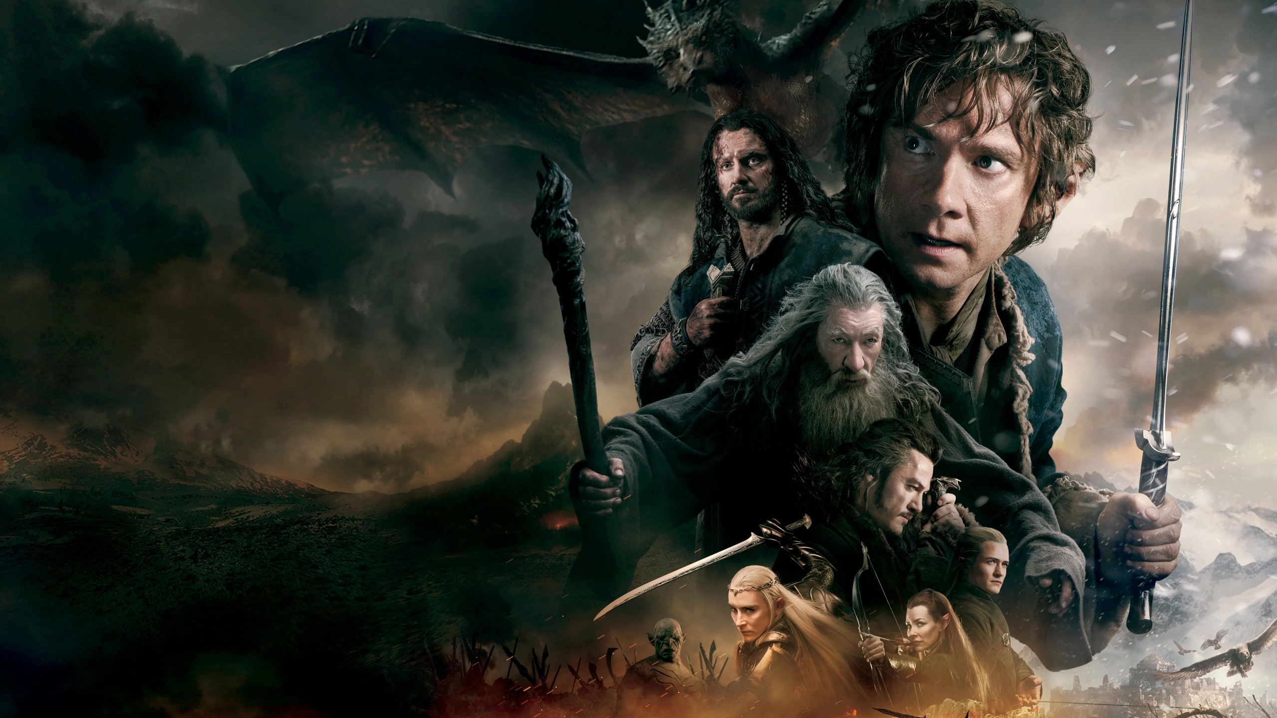 Movies The Hobbit The Hobbit The Battle Of The Five Armies Gandalf Gandalf Bilbo Baggins Thorin Oake 2560x1440