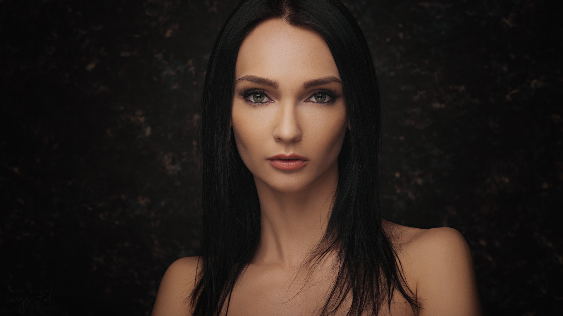 Women Kseniya Alekseevskaya Sergey Fat Face Portrait Green Eyes 1920x1080