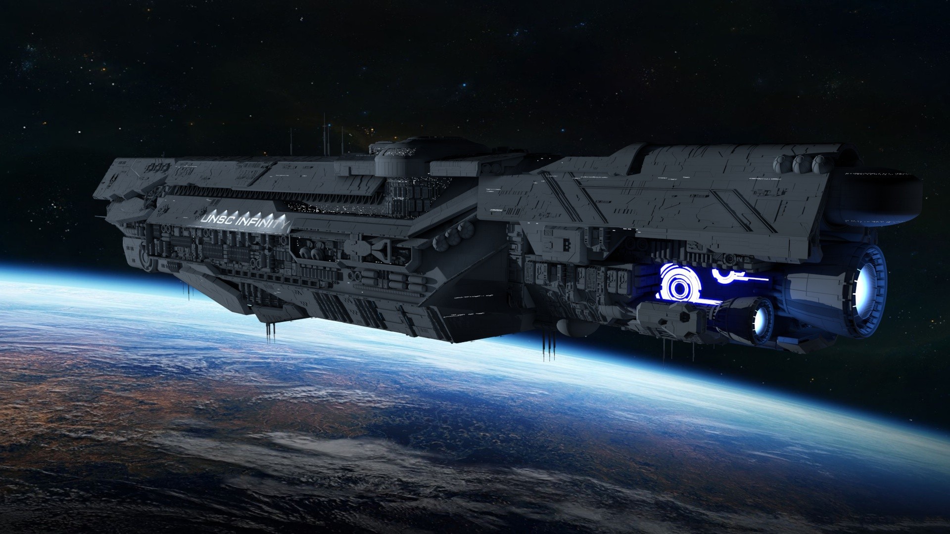 Render Space Planet Spaceship UNSC Infinity Halo 4 Halo Halo 5 Guardians 1920x1080