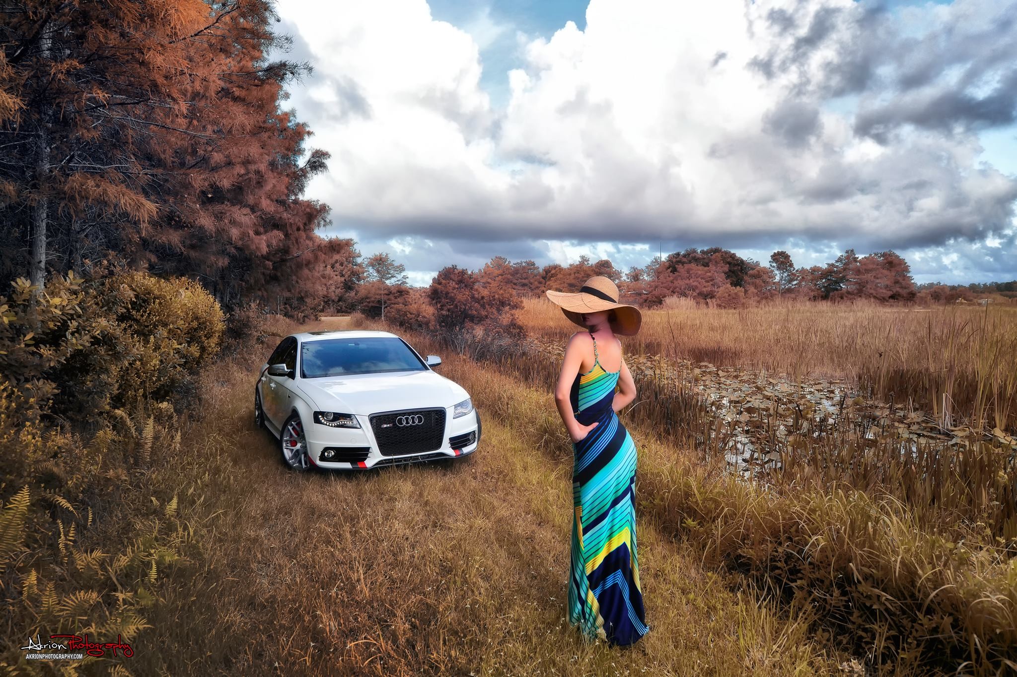Car Women Women With Cars Covered Face Women Outdoors Audi RS4 Women With Hats 2048x1365