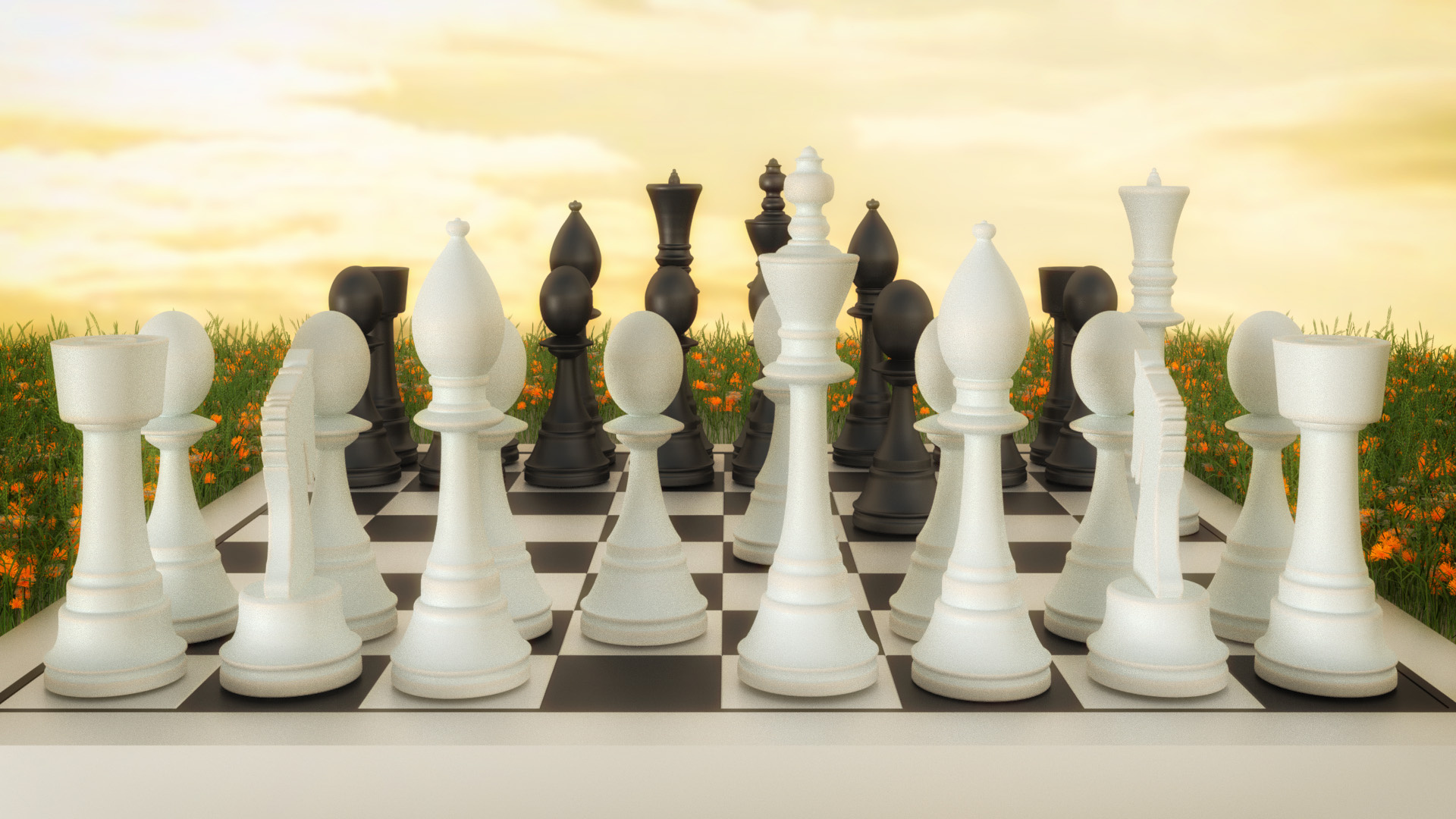 Digital Art Board Games Chess Pawns 1920x1080