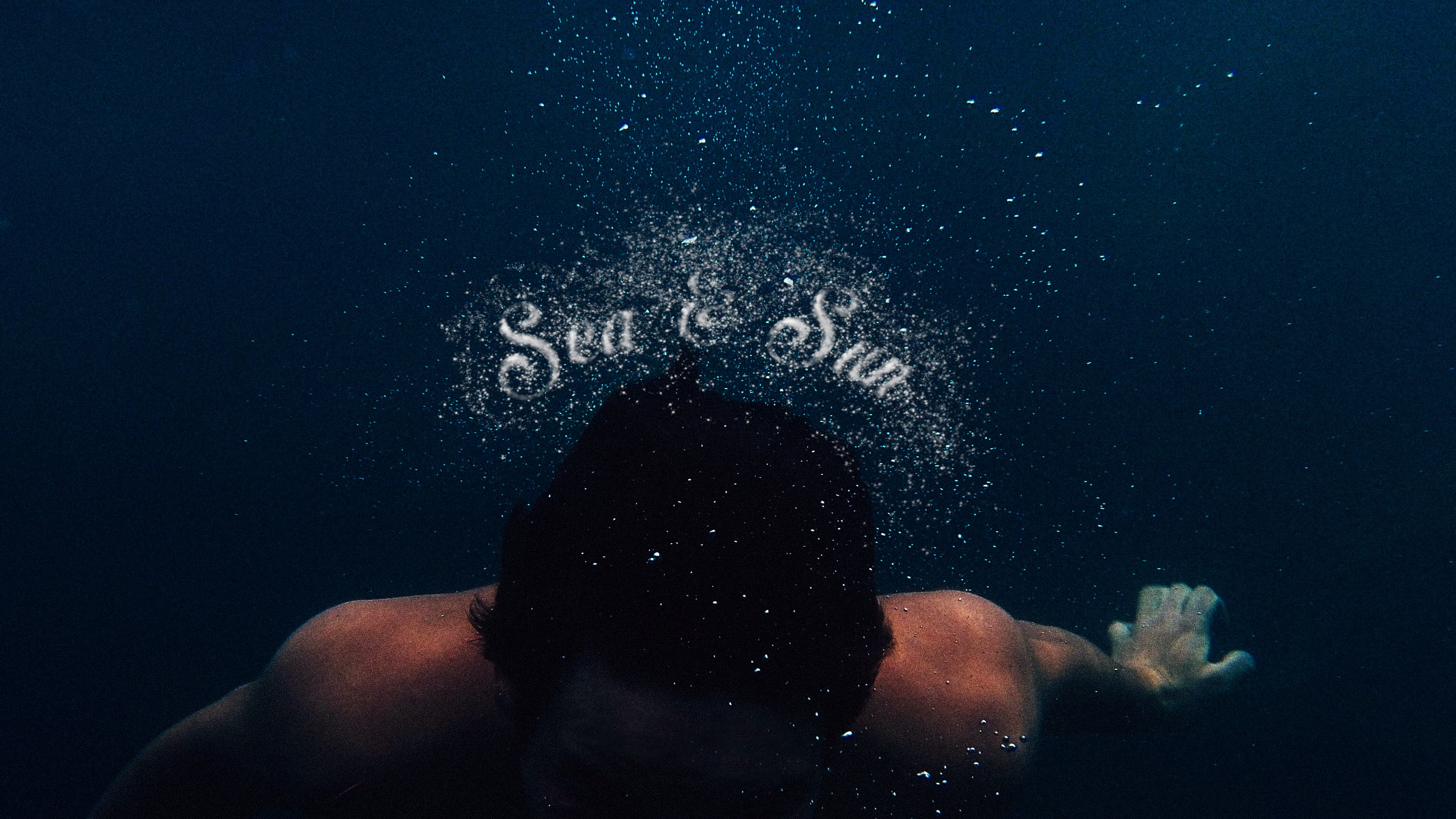 Sea Underwater Typography Men Bubbles Diving Water 3072x1728