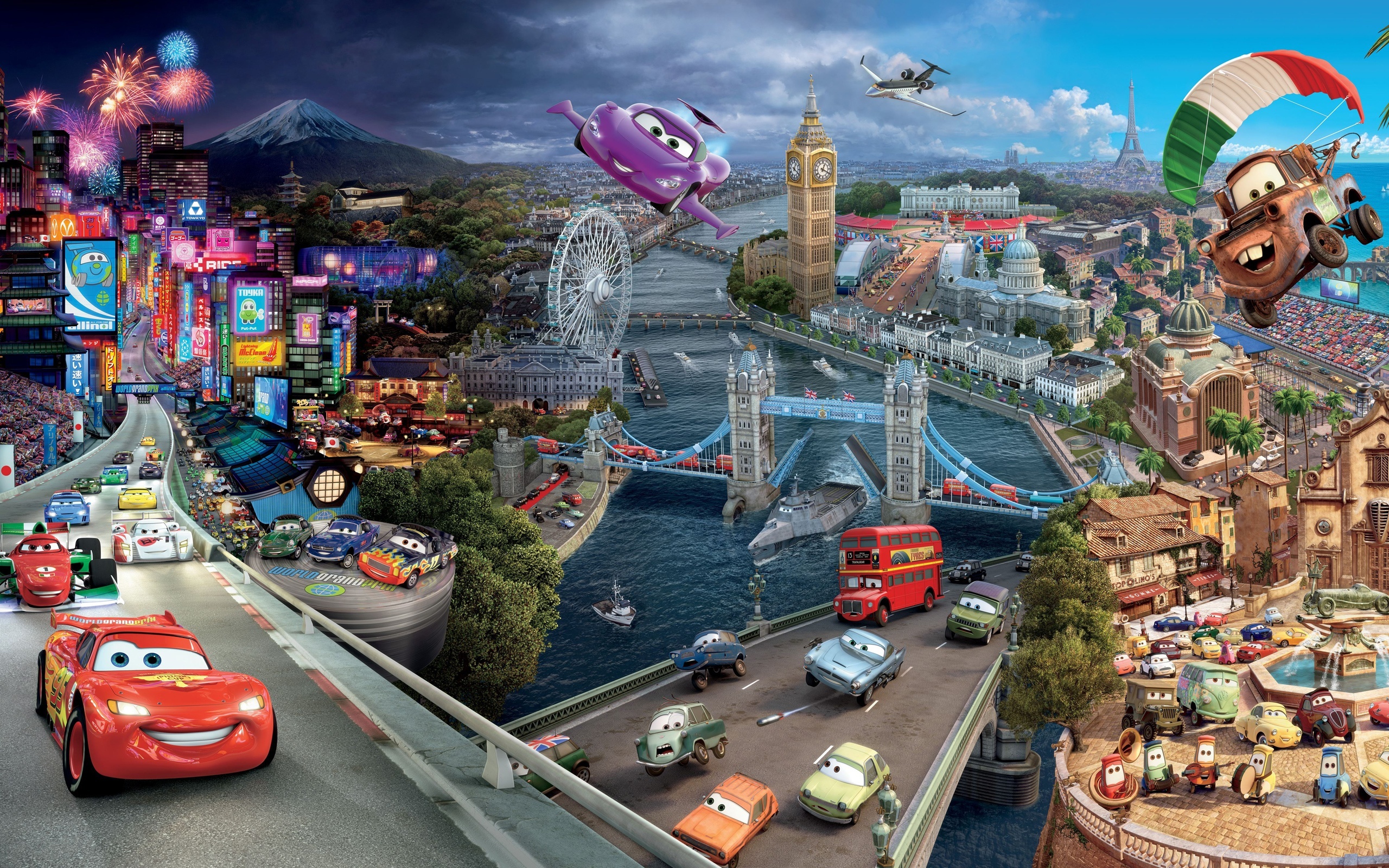 Disney Cars 2 Collage 2560x1600