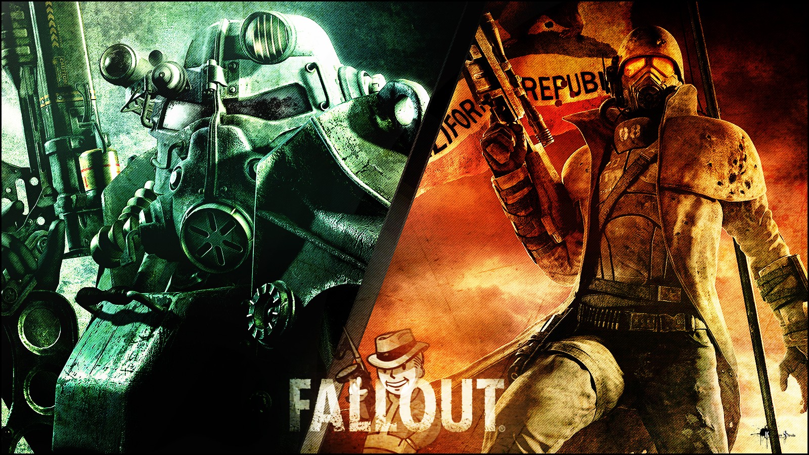 Fallout Collage Video Games Fallout 3 Fallout New Vegas NCR Brotherhood Of Steel New California Repu 1600x900