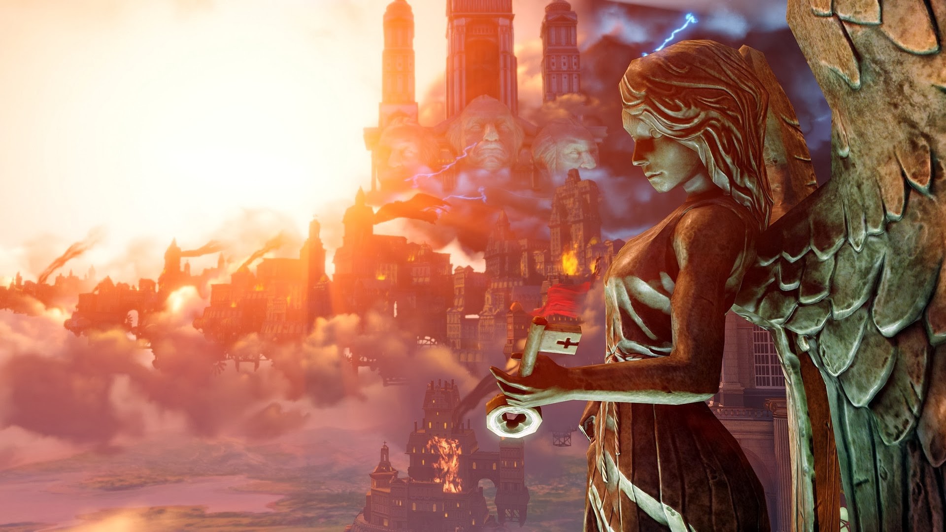 BioShock Infinite Sculpture Columbia Bioshock Floating Island BioShock Video Games 1920x1080