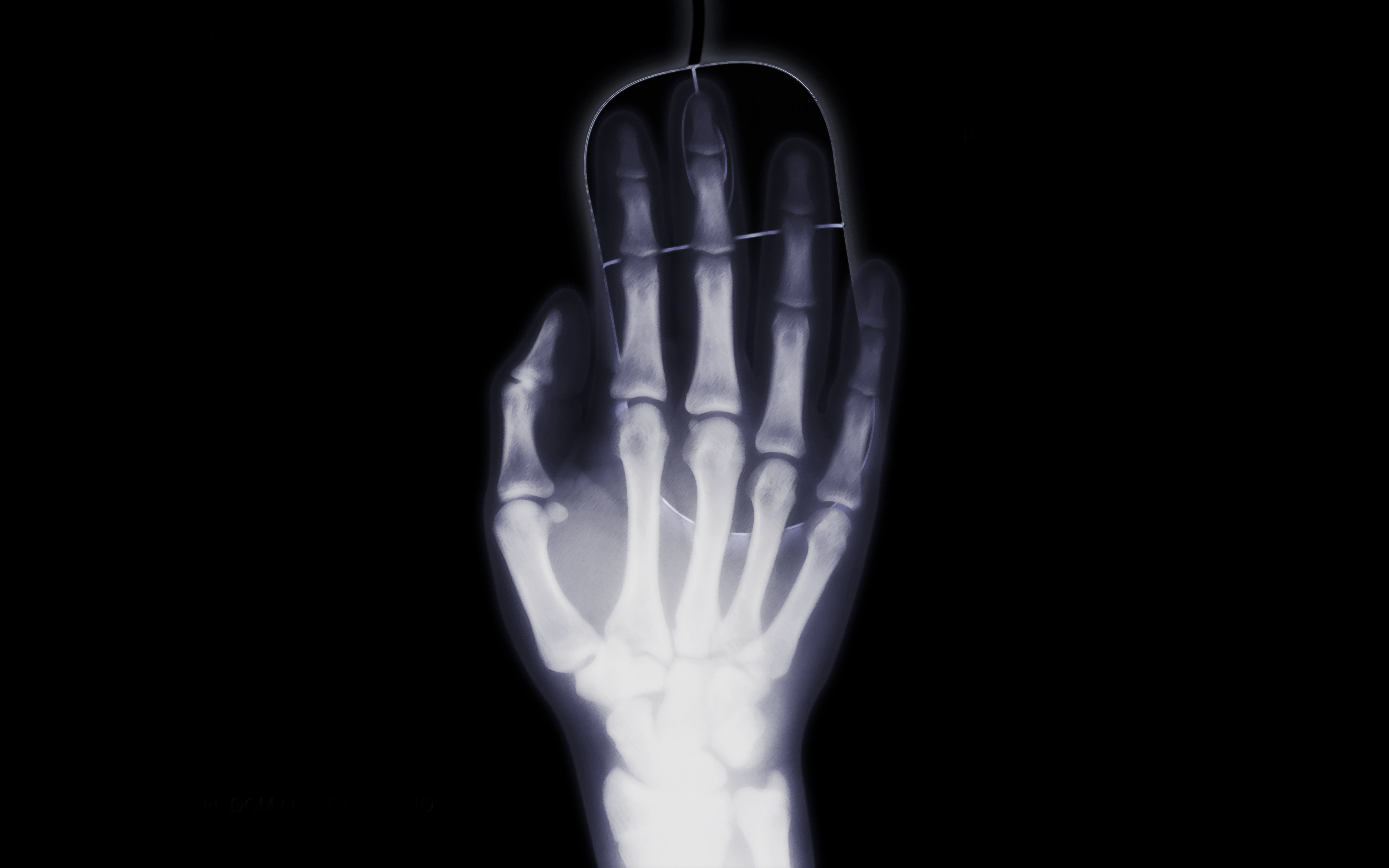 X Ray Bones Hand Mouse Minimalist Humor Black 7680x4800