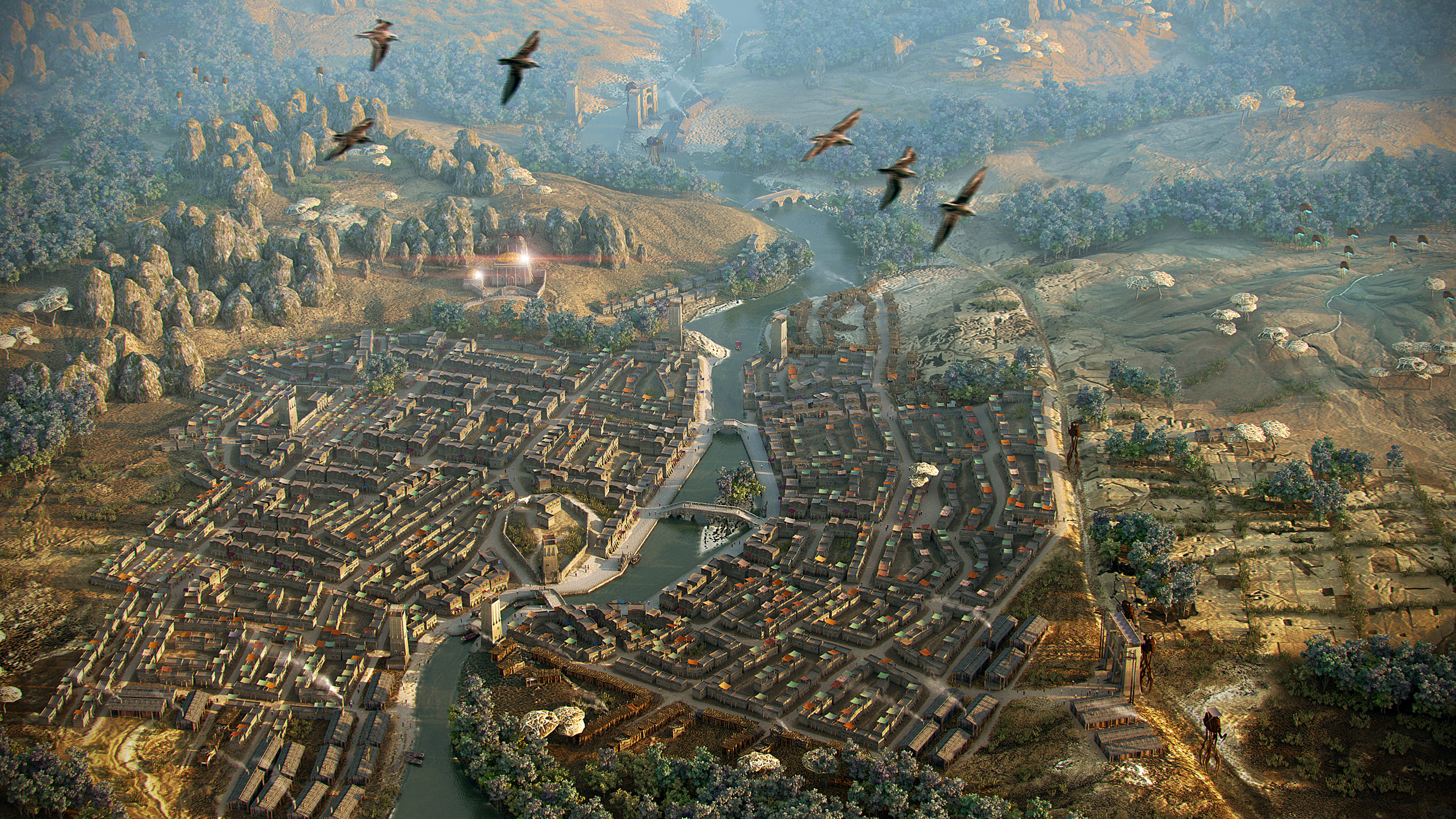 The Elder Scrolls Iii Morrowind Aerial Bird Skyrim The Elder Scrolls Fantasy City 2500x1406