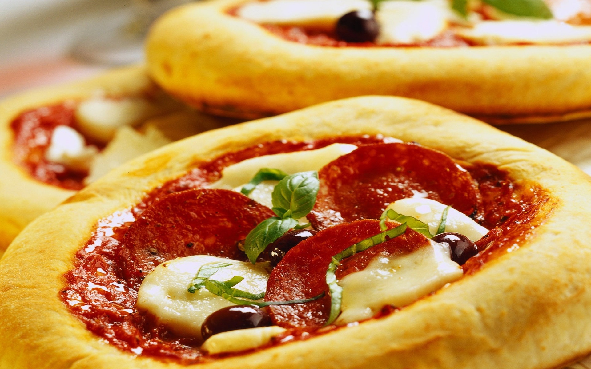 Food Pizza Salami Olives 1920x1200
