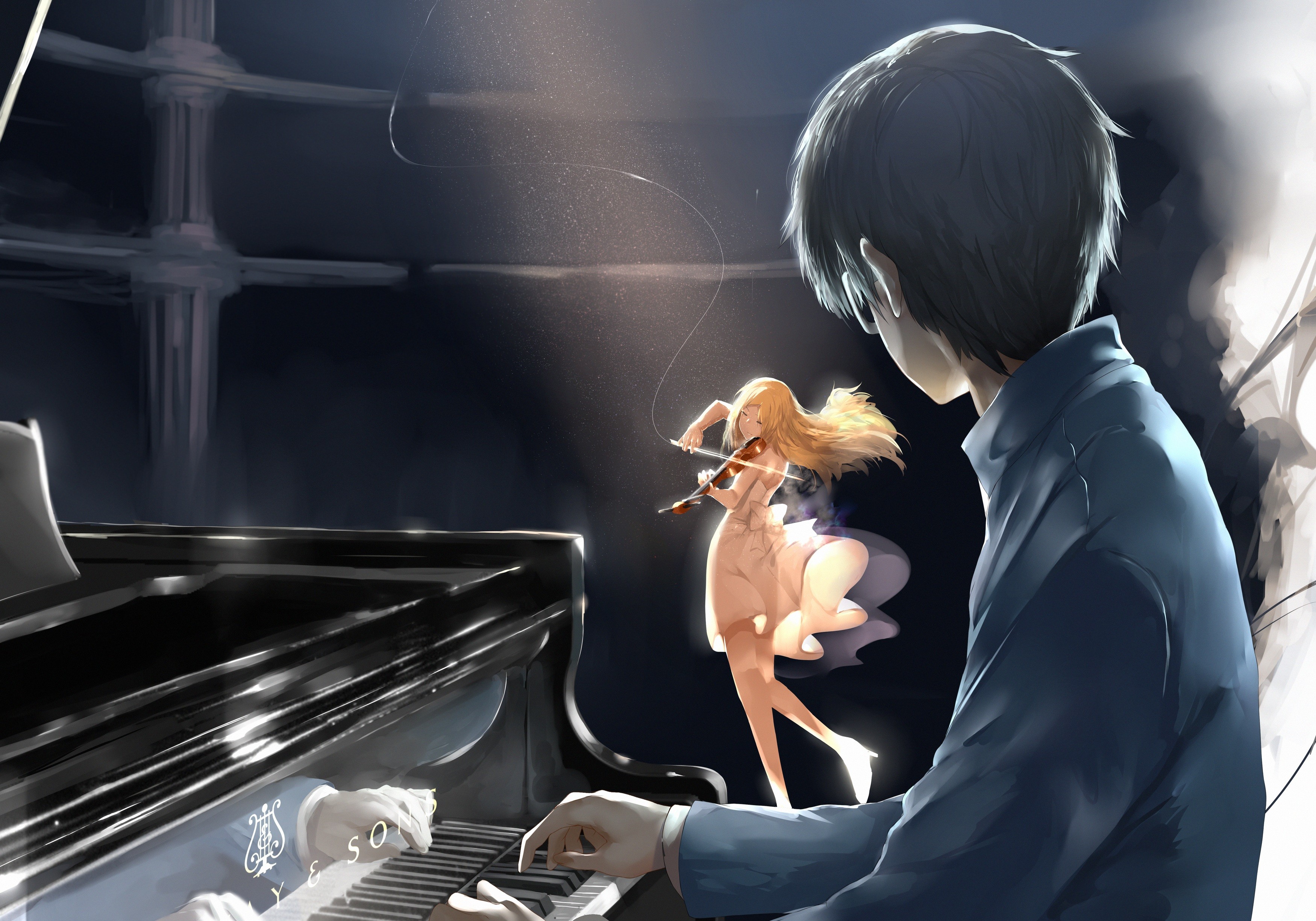 Shigatsu Wa Kimi No Uso Arima Kousei Miyazono Kaori Anime 3500x2450