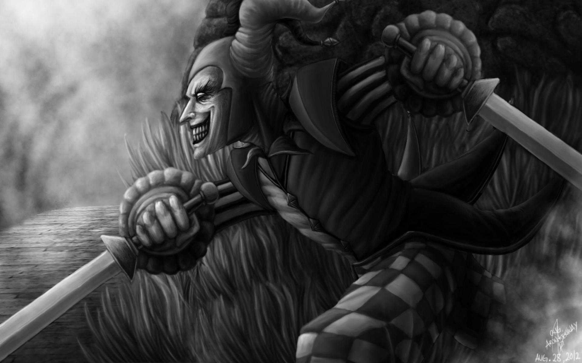 Fantasy Art Shaco League Of Legends PC Gaming Monochrome 1920x1200