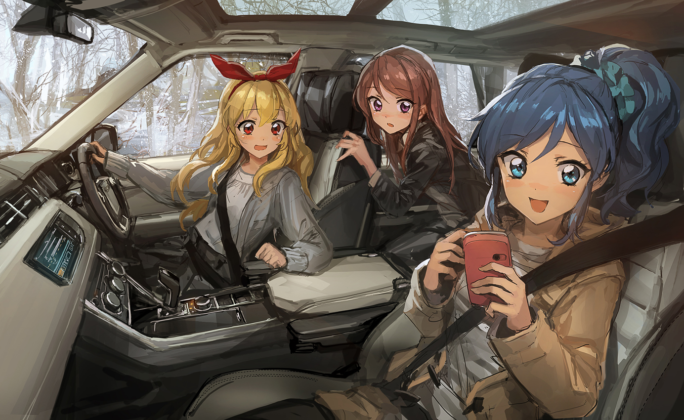 Digital Art Artwork Anime Girls Range Rover Car Car Interior Anime RHD 1384x850