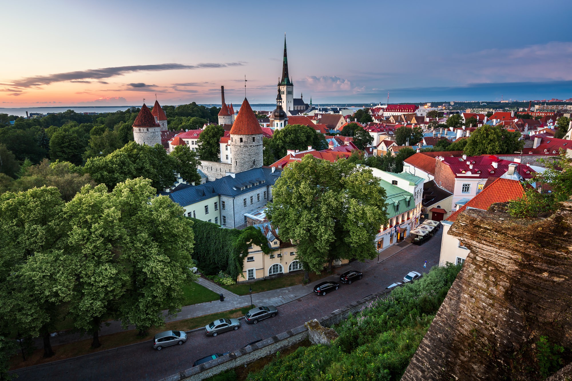 Estonia City Cityscape Trees Calm Vibrant Town Dusk 2000x1333