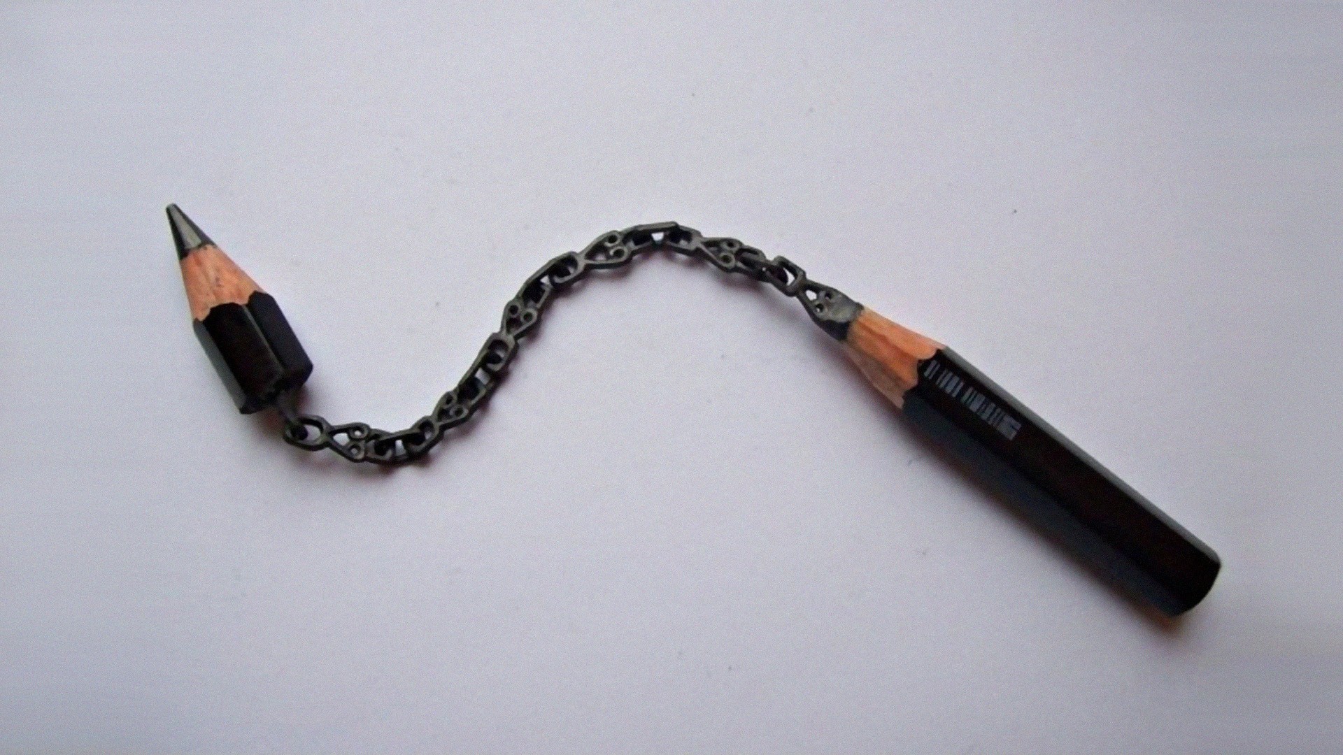 Simple Background Minimalism Pencils Sculpture Chains Craft Artwork 1920x1080