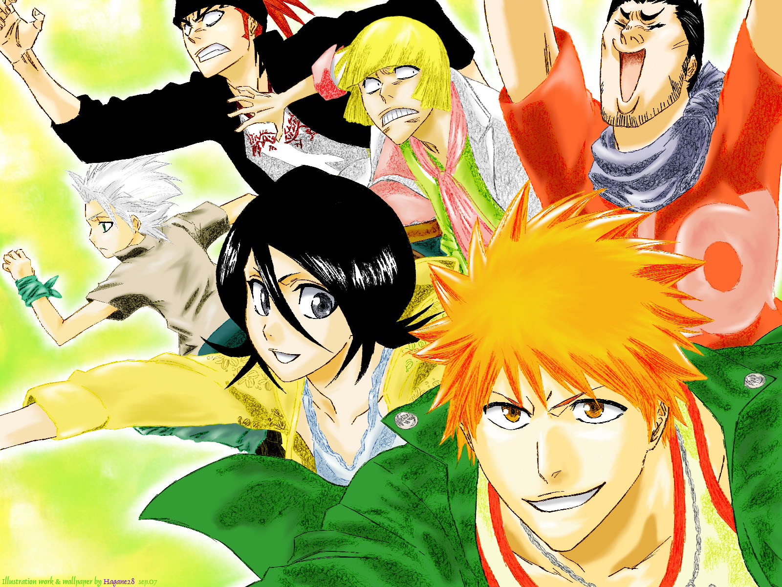 Rukia Kuchiki Ichigo Kurosaki T Shir Hitsugaya Shinji Hirako Renji Abarai Isshin Kurosaki 1600x1200