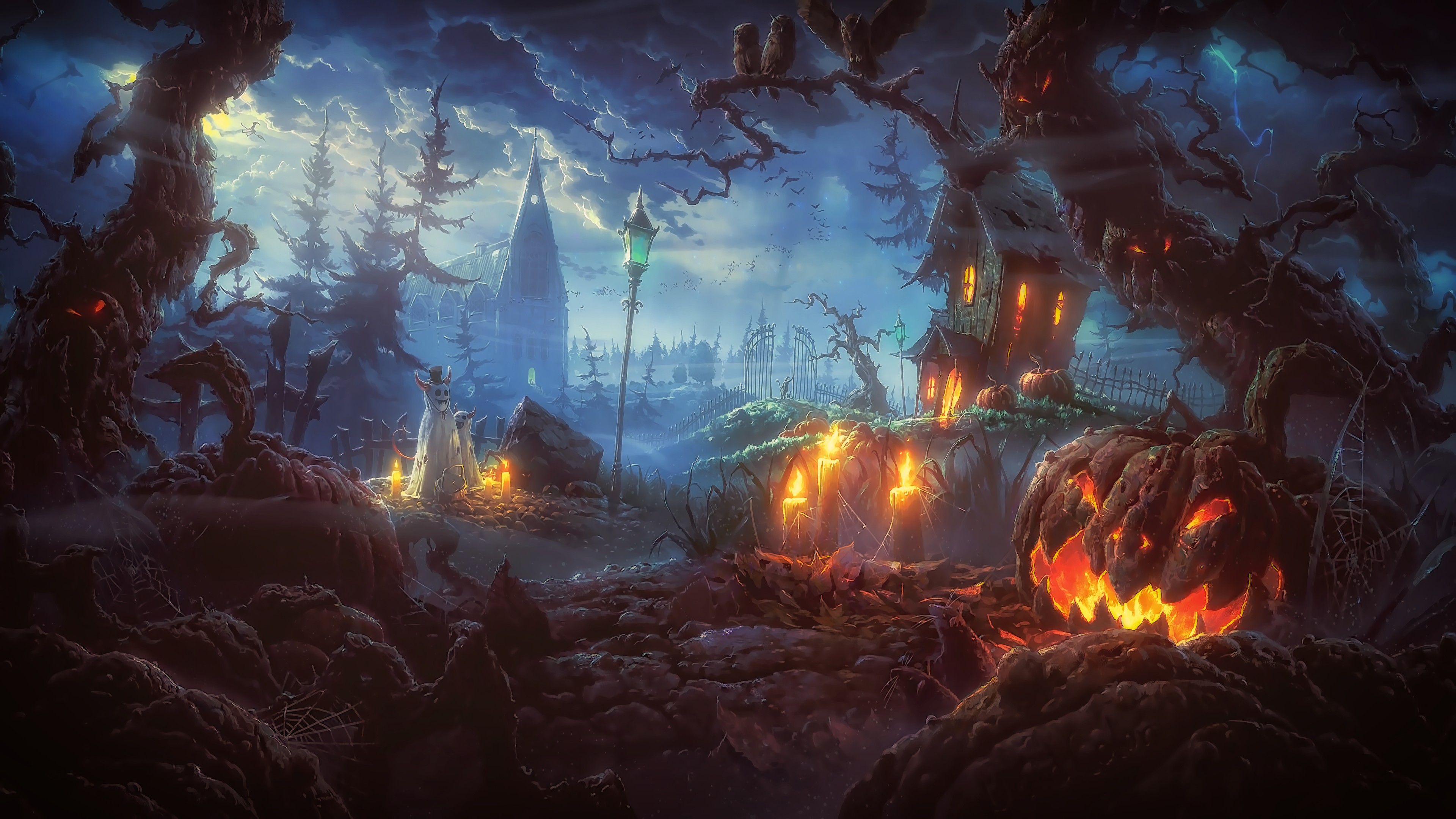 Halloween Terror Night Photoshop Digital Art Spooky Fan Art 3840x2160