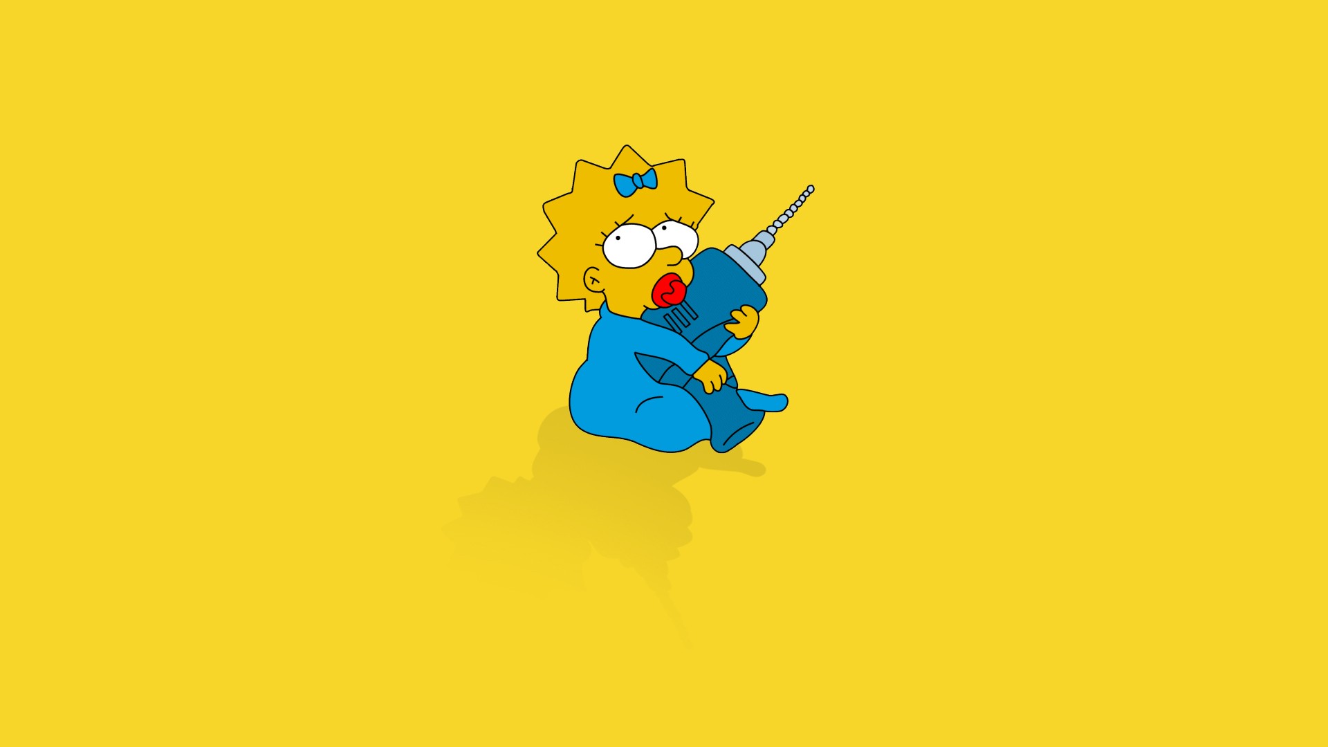 Maggie Simpson The Simpsons Drill Cartoon Yellow Yellow Background 1920x1080