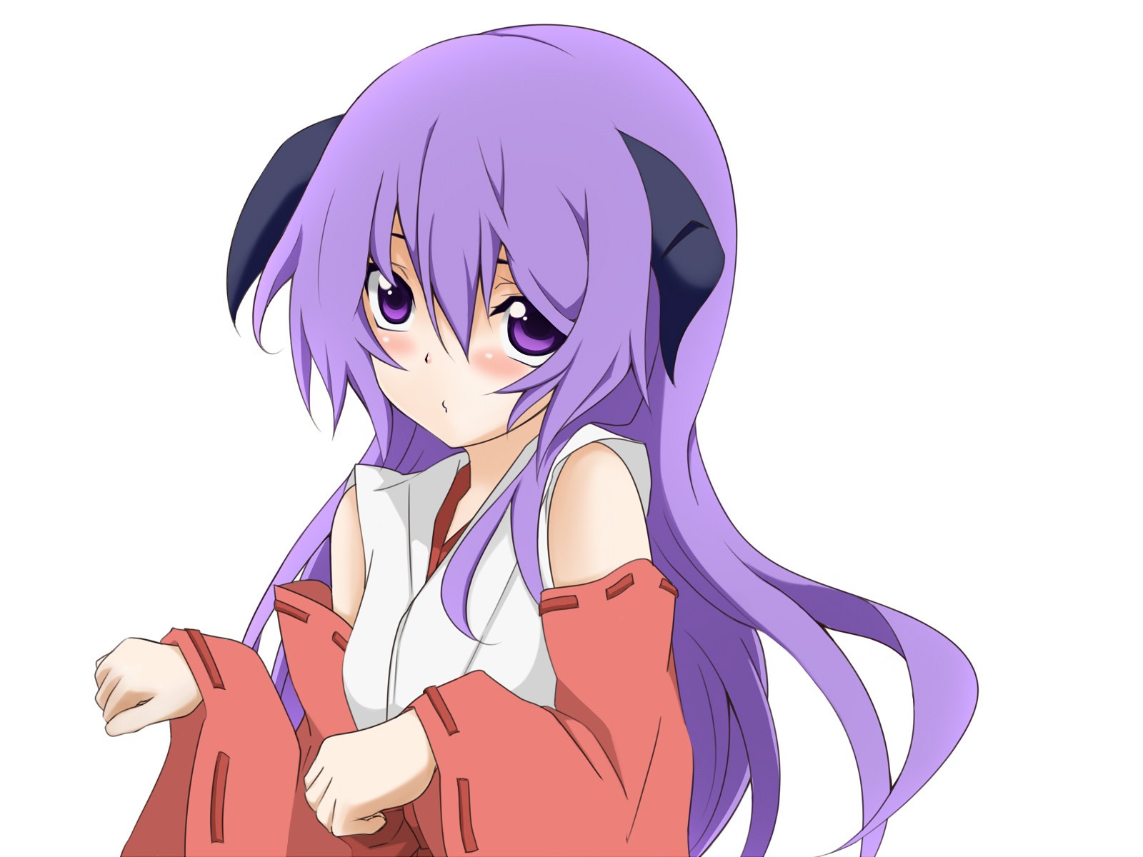 Higurashi No Naku Koro Ni Furude Hanyuu Anime Girls Purple Hair Purple Eyes Simple Background 1600x1200