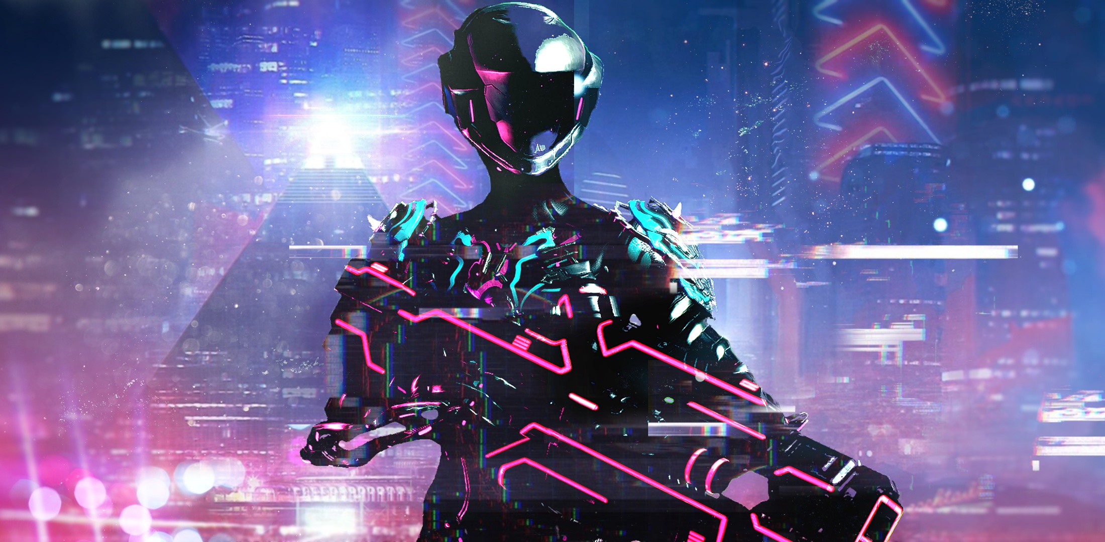 Neon Cyberpunk Weapon Futuristic Retrowave Warframe Mag Warframe 2200x1080