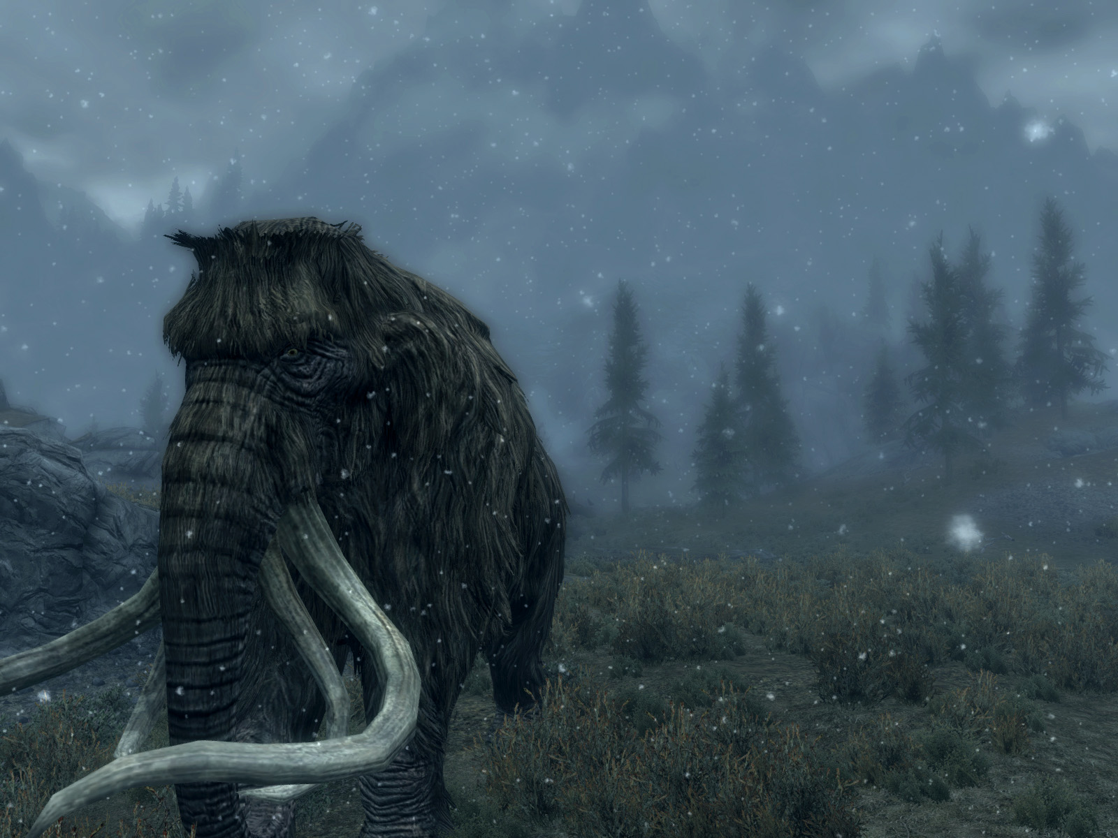The Elder Scrolls Skyrim Video Game Snow Mammoth Animal Beast 1600x1200