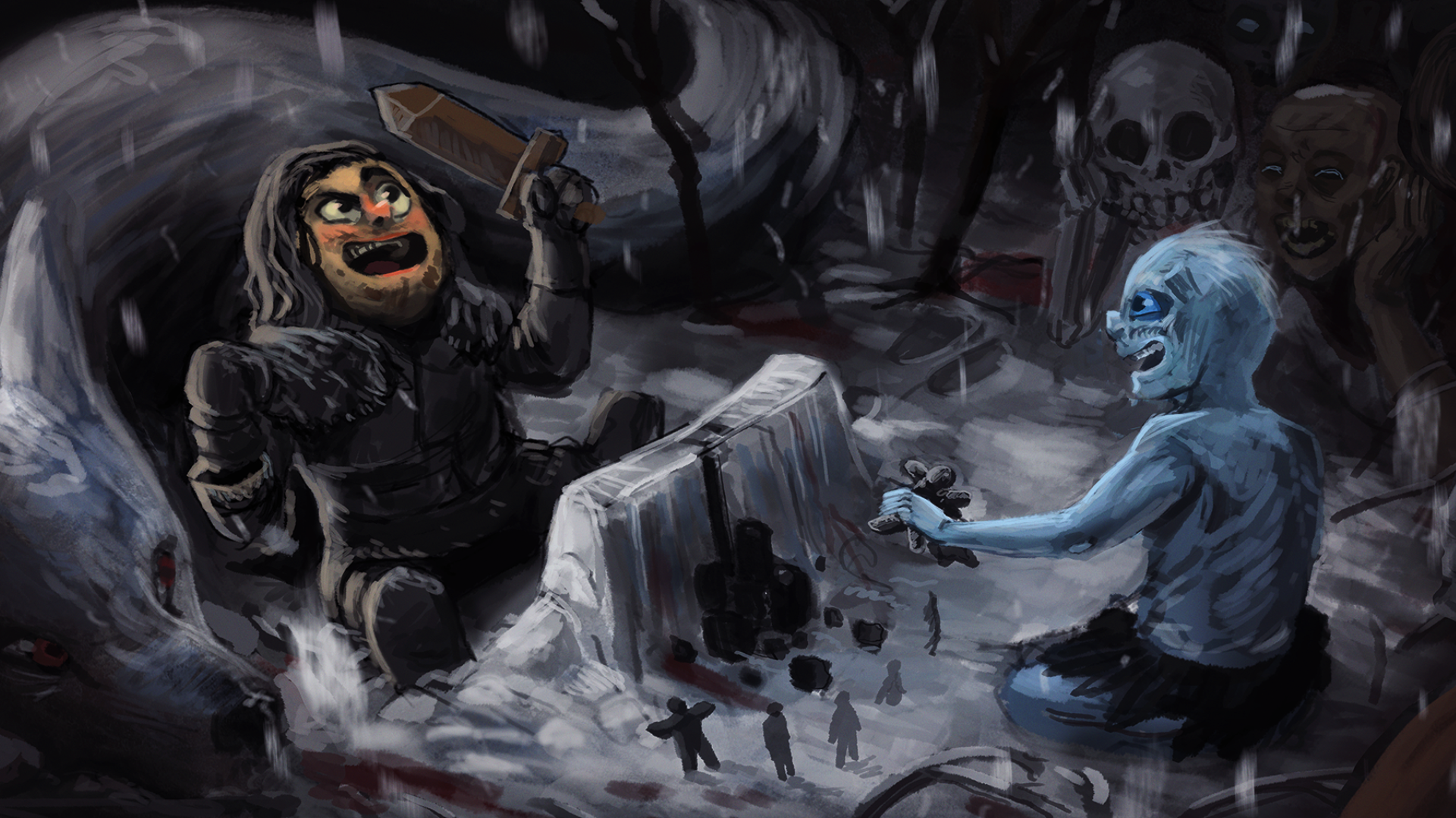 Game Of Thrones Humor The Others Wolf Artwork 1920x1080