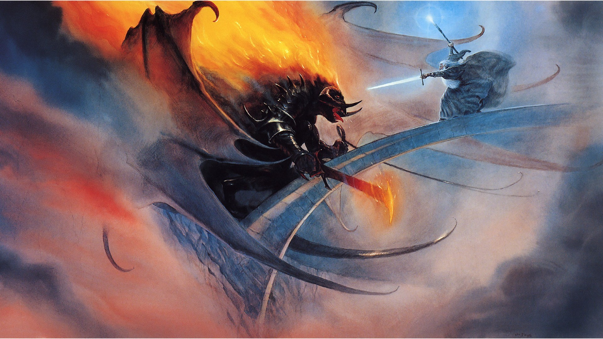 Gandalf Balrog Fantasy Art The Lord Of The Rings John Howe 1920x1080