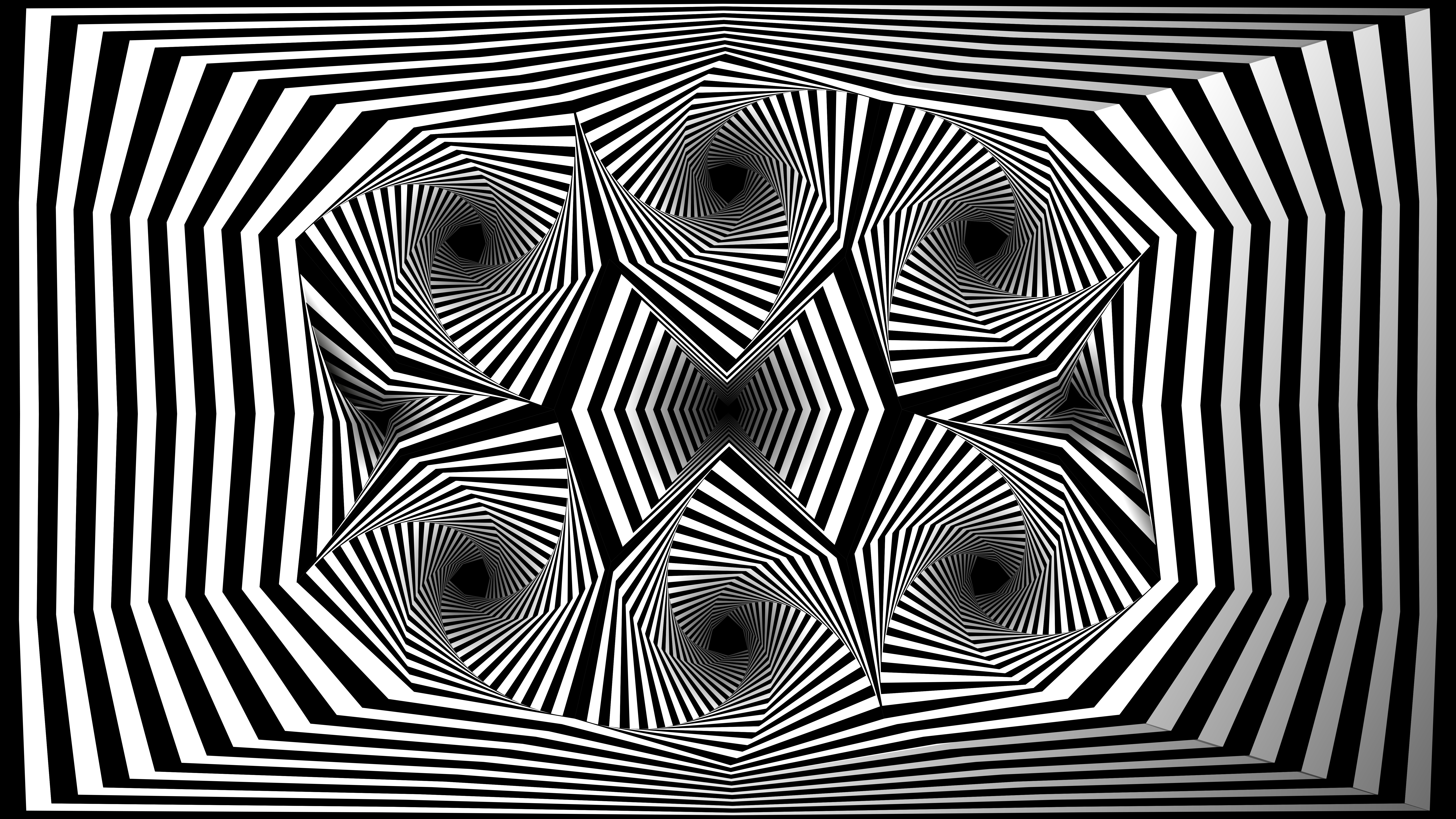 Optical Illusion Optical Art Black White Vector 8000x4500