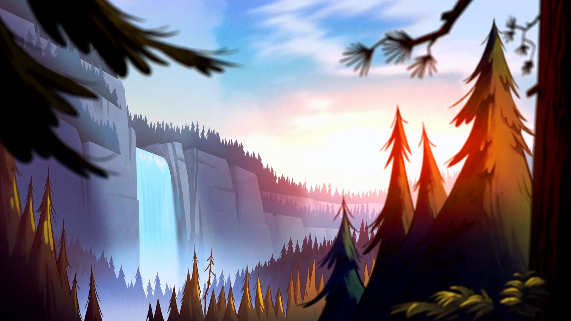 Cartoon Waterfall Gravity Falls 1920x1080