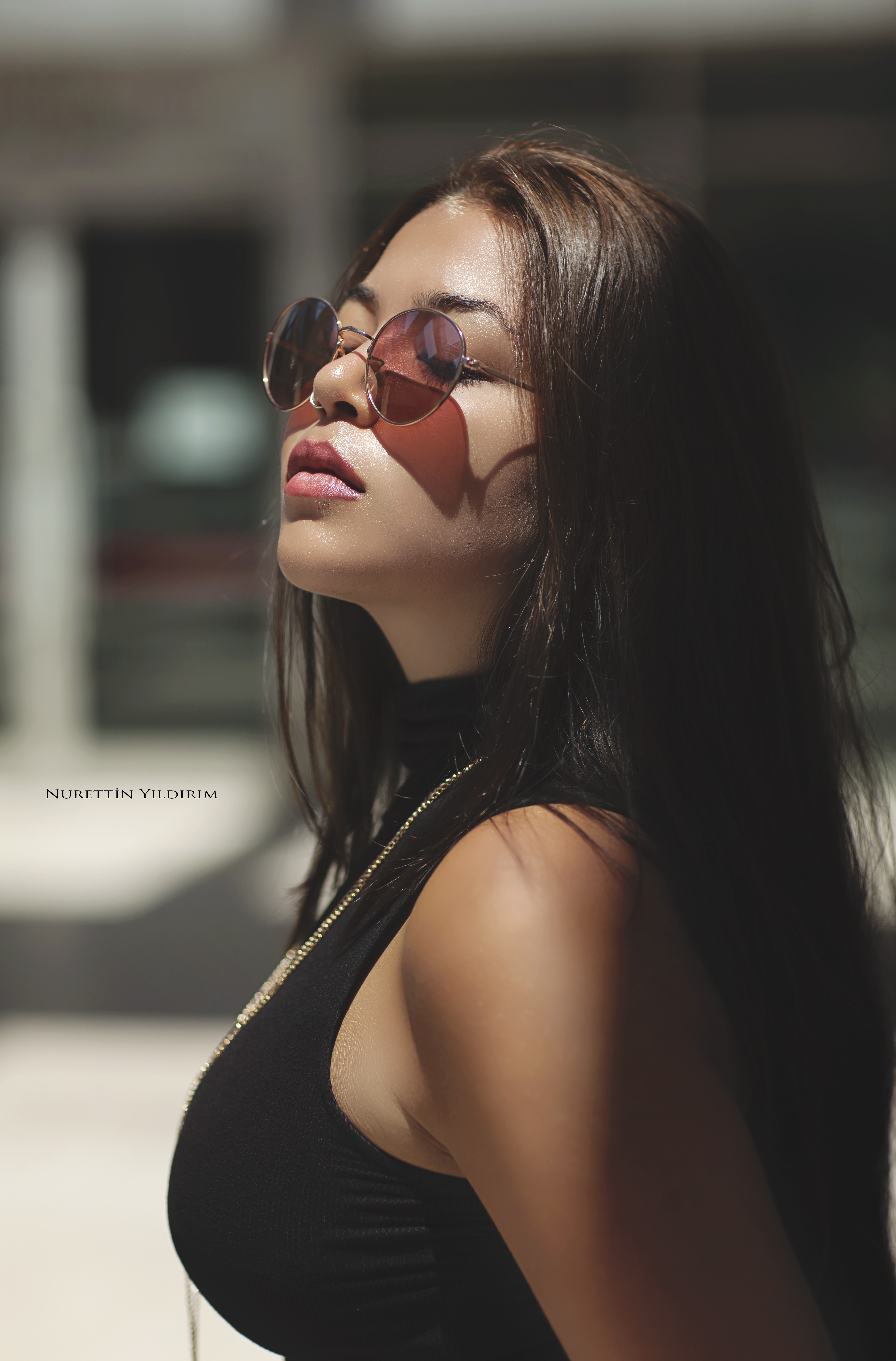 Fashion Portrait Girls Aloud Canon Tanned Brunette Sunglasses Women With Shades 3646x5539