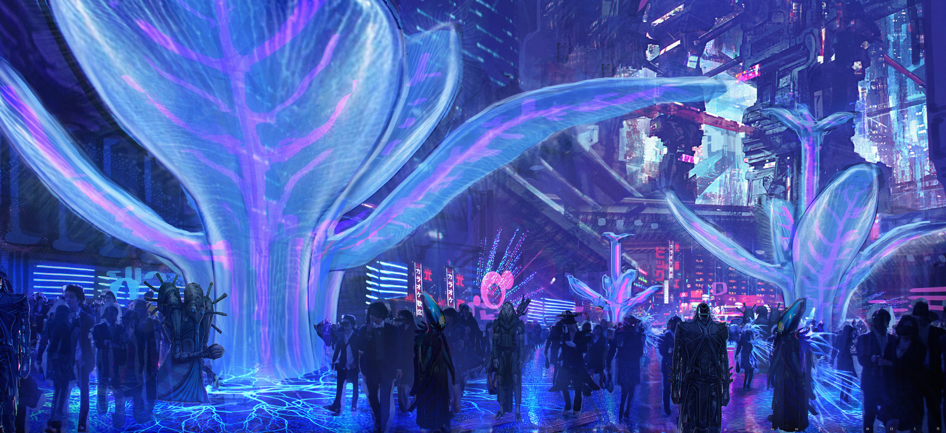 Valerian And The City Of A Thousand Planets Concept Cars Big Market Crowds Aliens Ben Mauro Science  1920x879