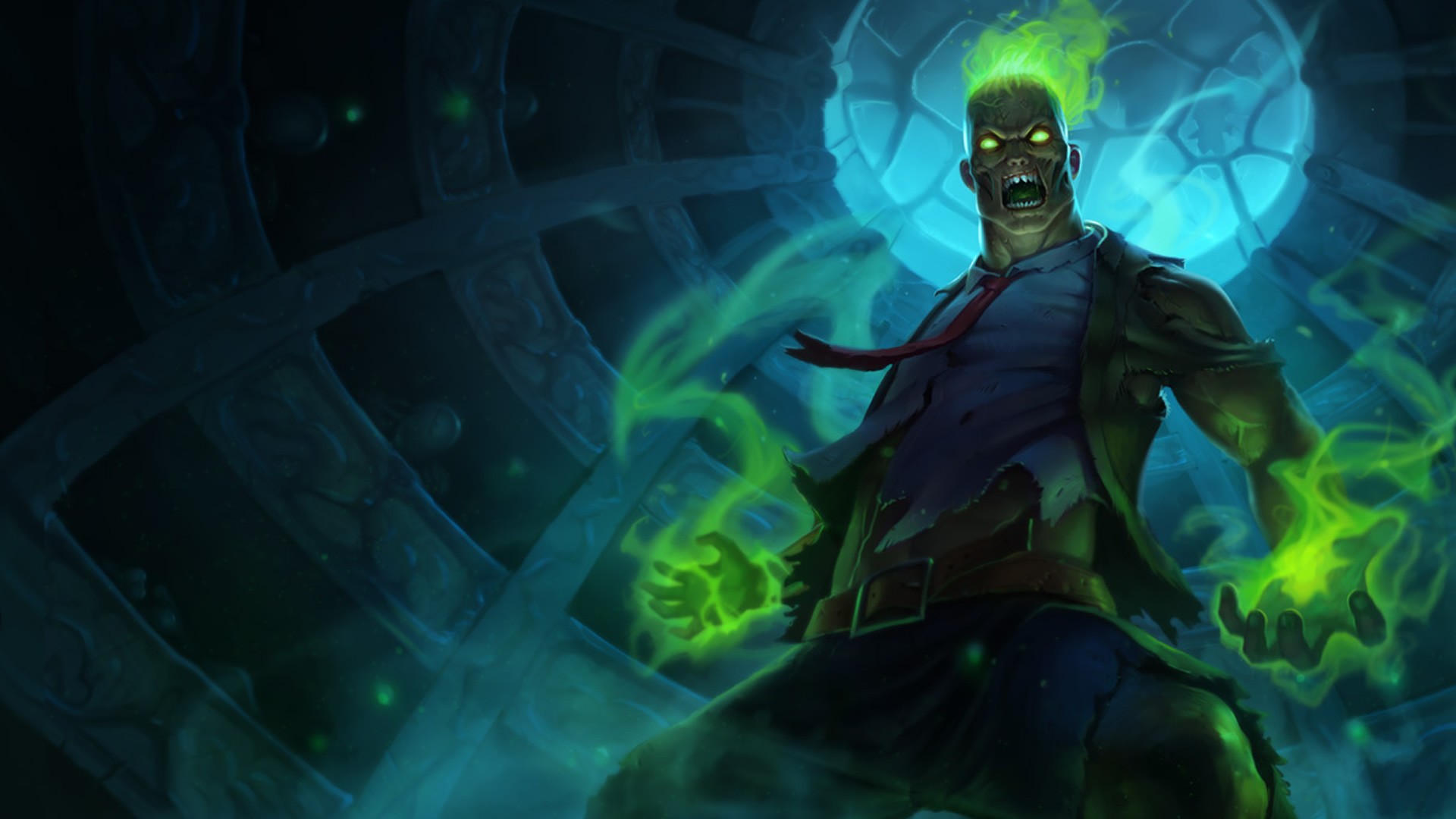 League Of Legends Brand Lol Zombies Video Games Green Cyan 1920x1080