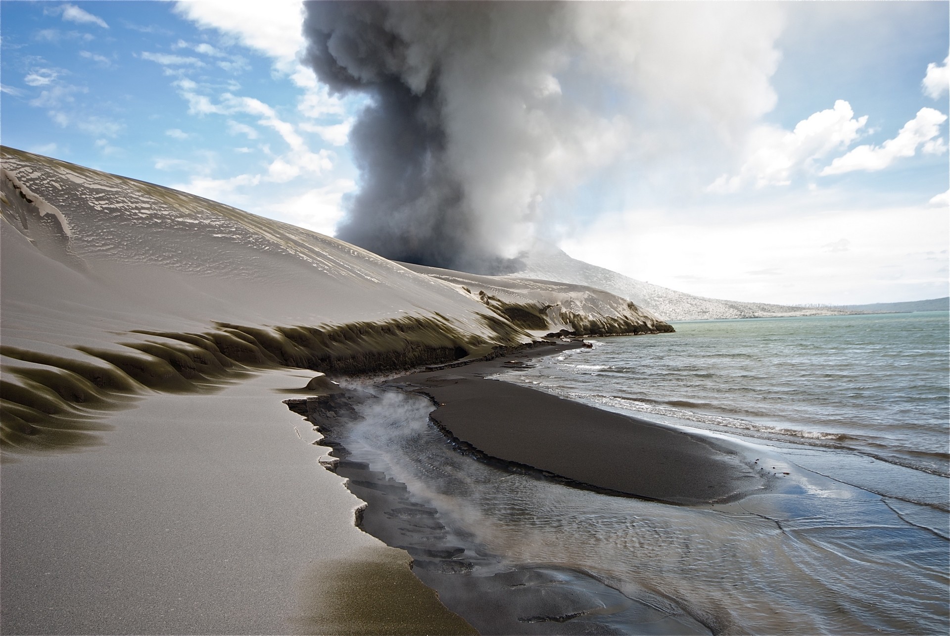 Landscape Volcano Ash Coast Volcanic Eruption 1920x1285