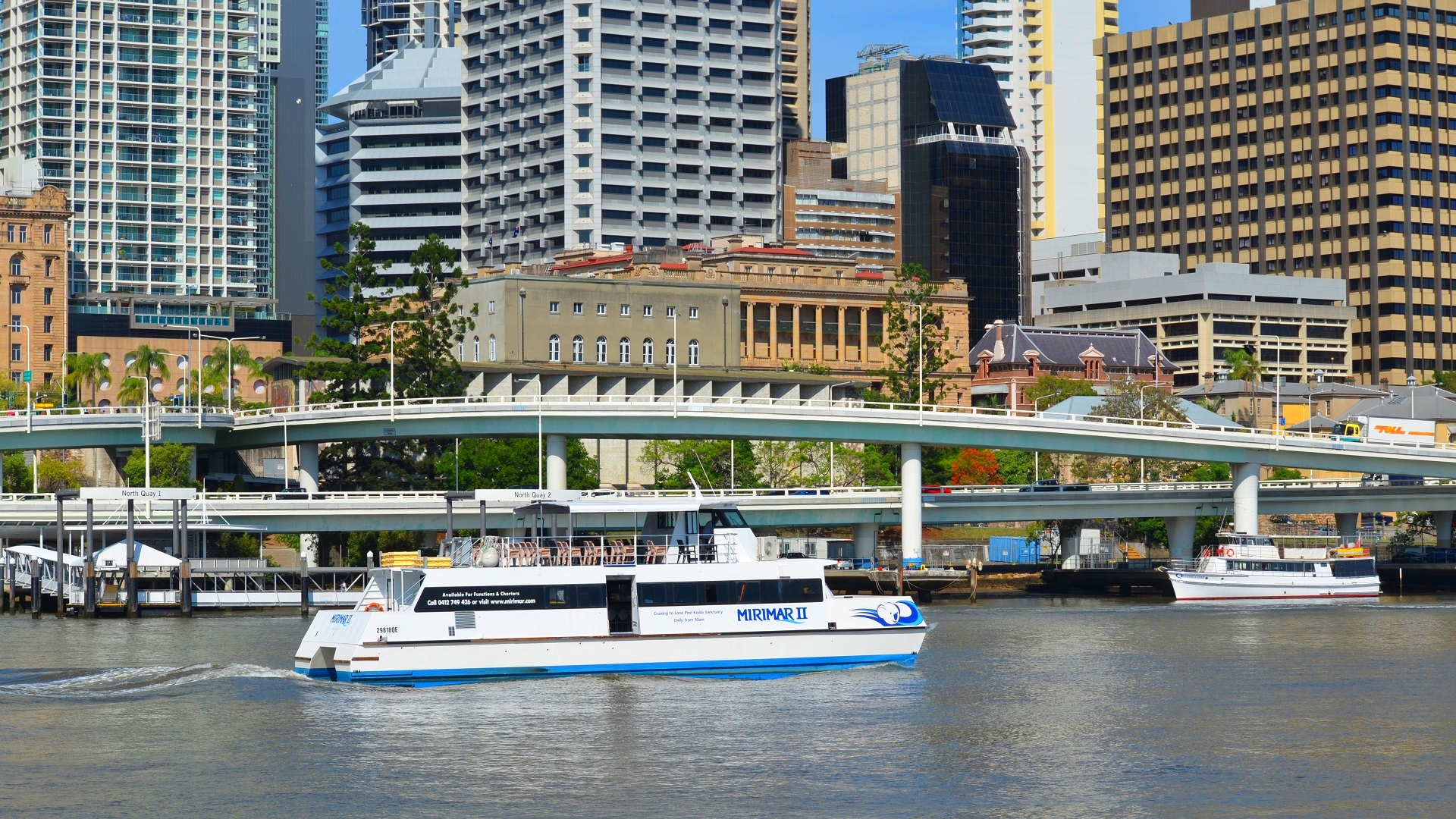 Brisbane Queensland Australia River Brisbane River Boat Ferry Cruise City Building Photography Pier  1920x1080