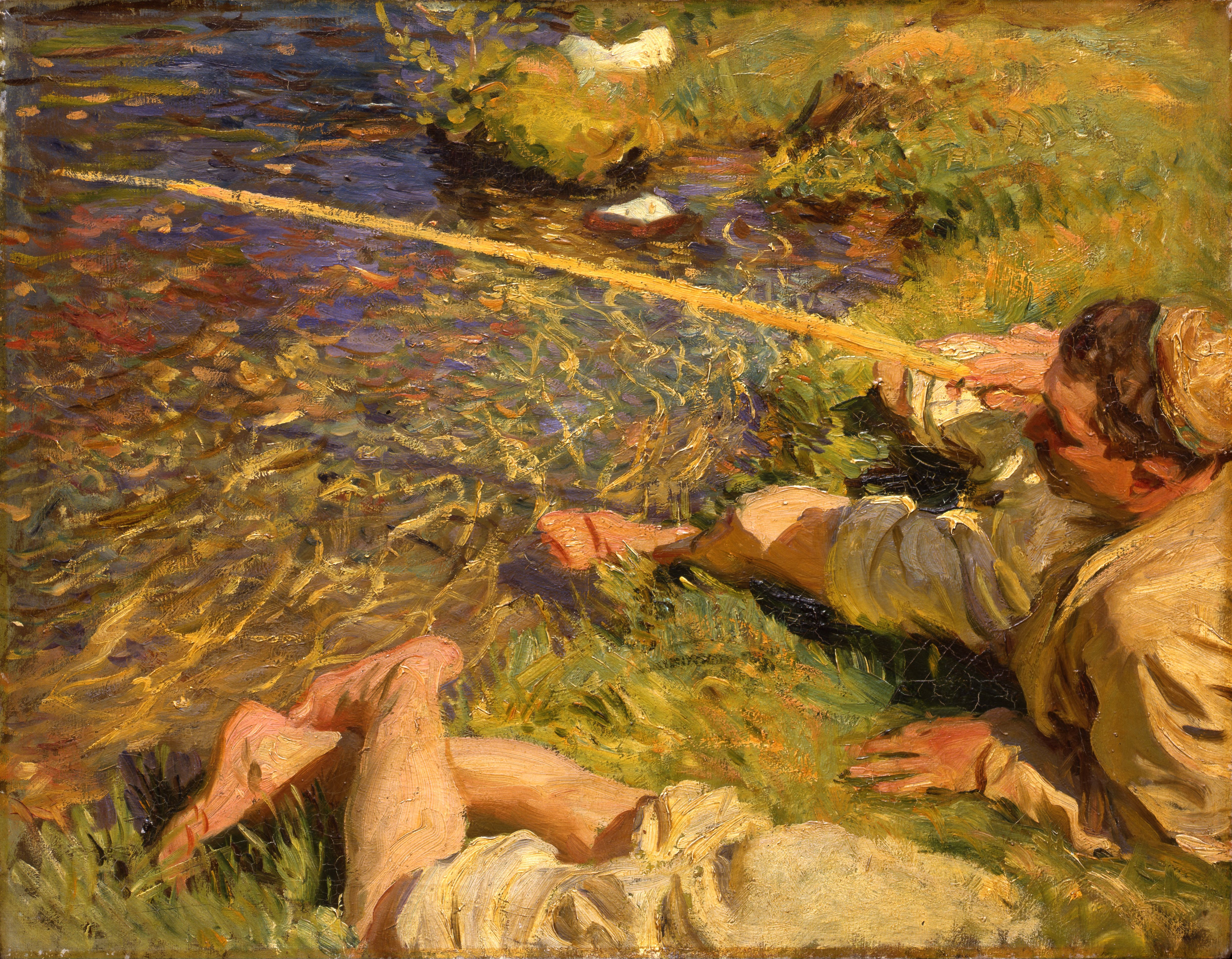 John Singer Sargent Classic Art Painting Fishing Rod Men 4979x3876
