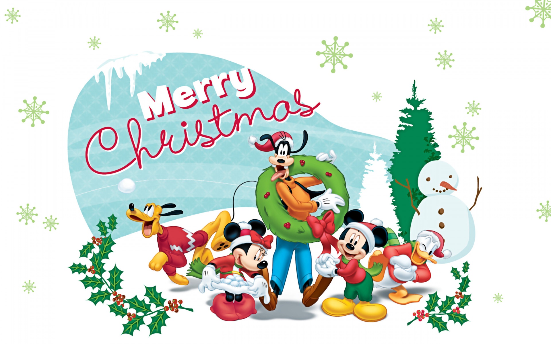 Christmas Merry Christmas Mickey Mouse Minnie Mouse Donald Duck 1920x1200