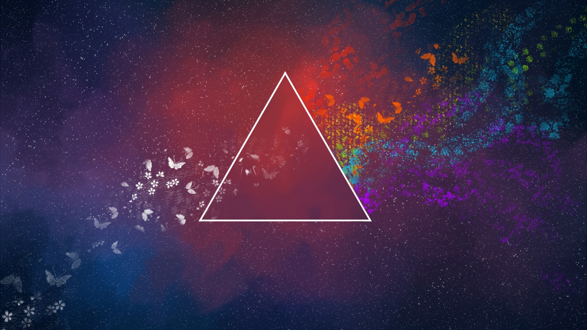 Abstract Triangle Flowers Pink Floyd The Dark Side Of The Moon Triangle Colorful Abstract Butterfly  1920x1080