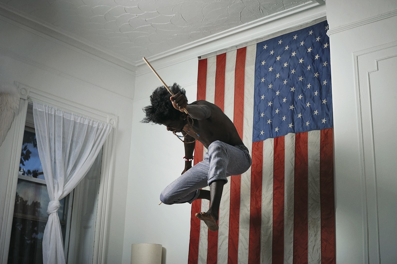 American Flag Gorillaz Music Drums Drumstick Jumping 1536x1024