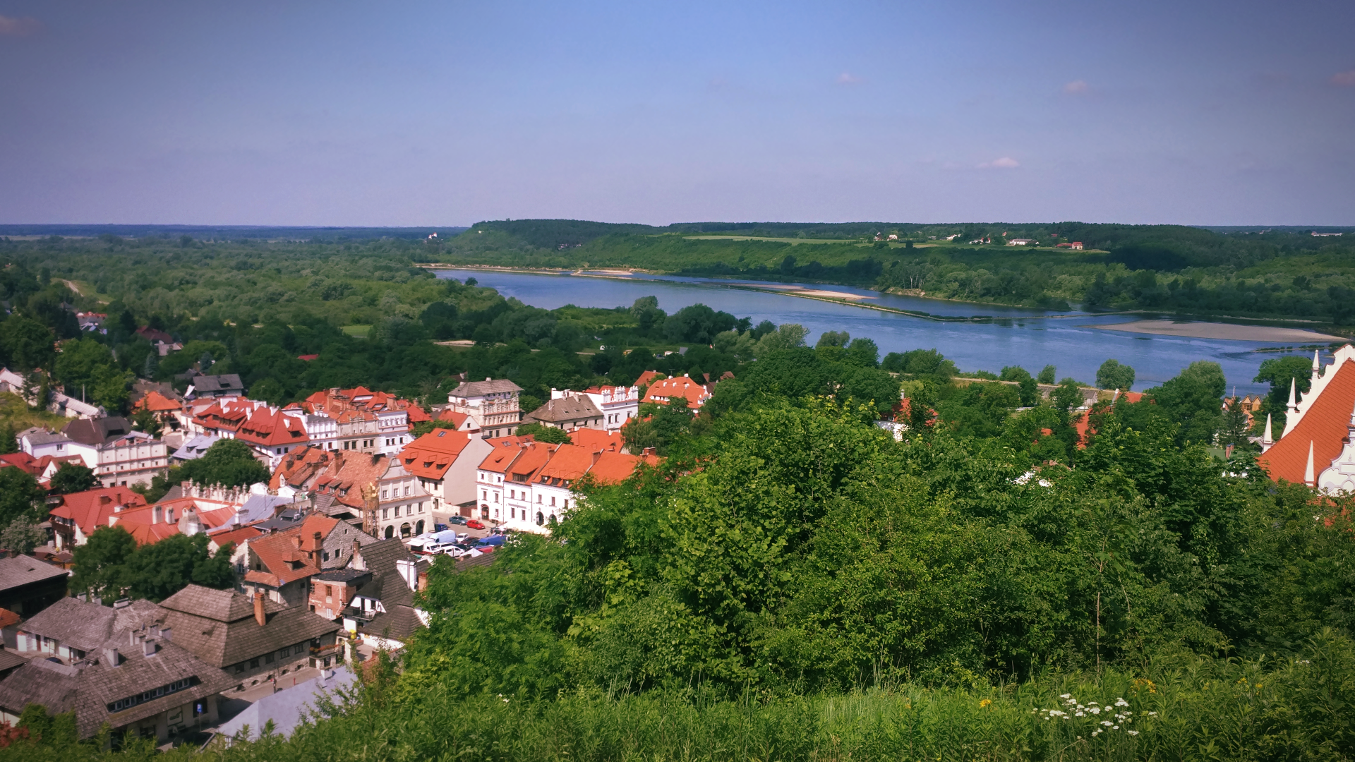 Poland River Vistula Town Forest Landscape 1920x1080